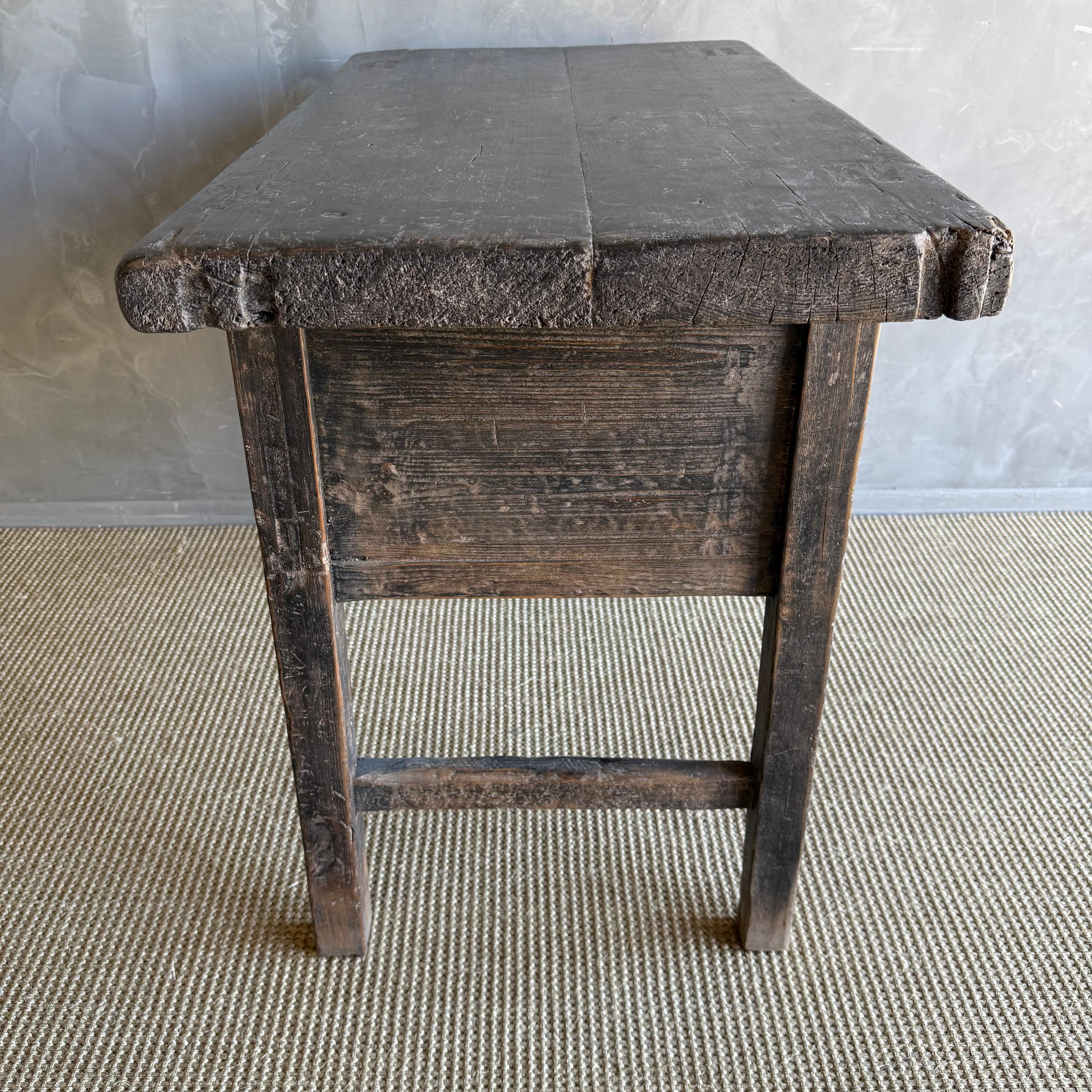 Vintage Elm Wood Painted Console with Drawers 41