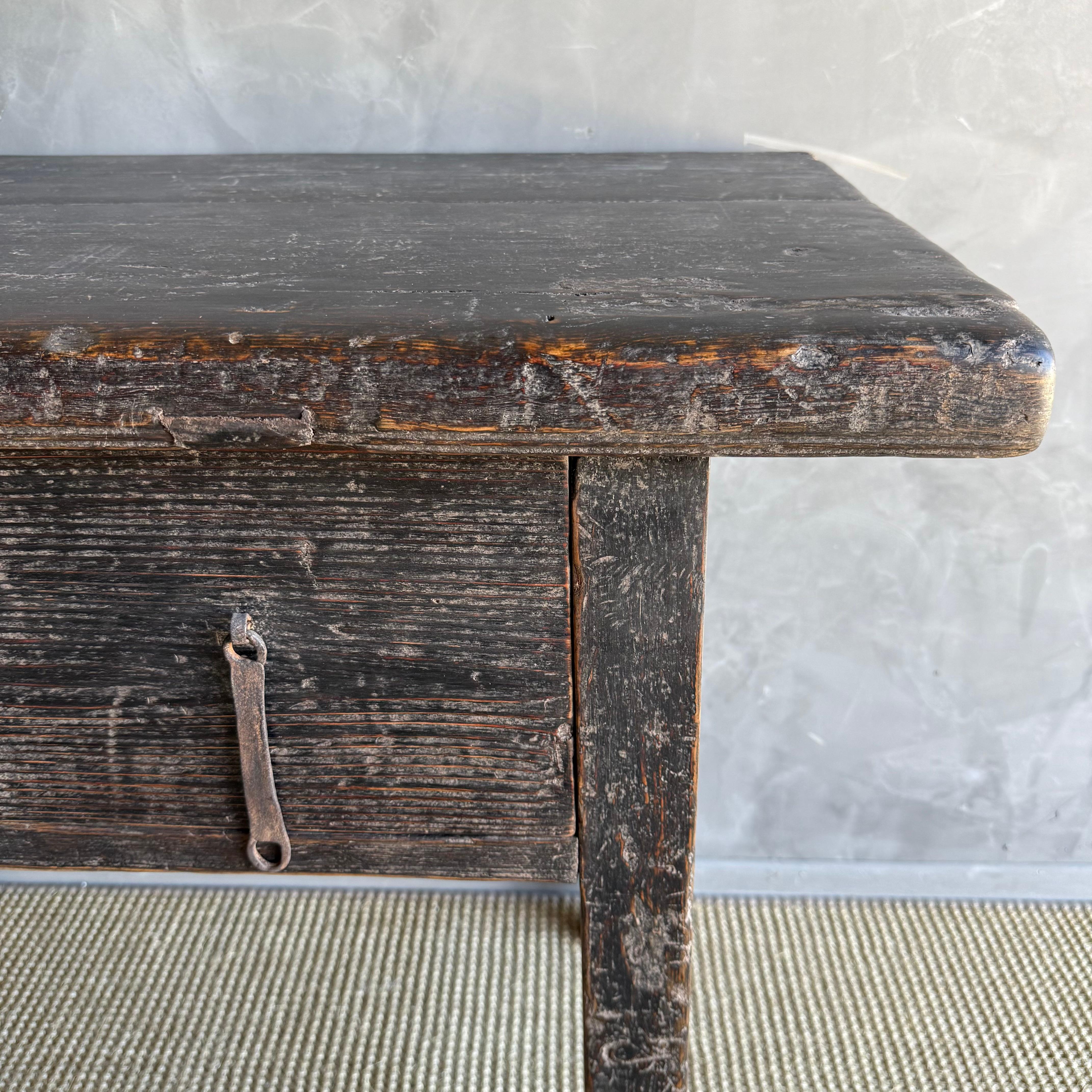 Vintage Elm Wood Painted Console with Drawers 41