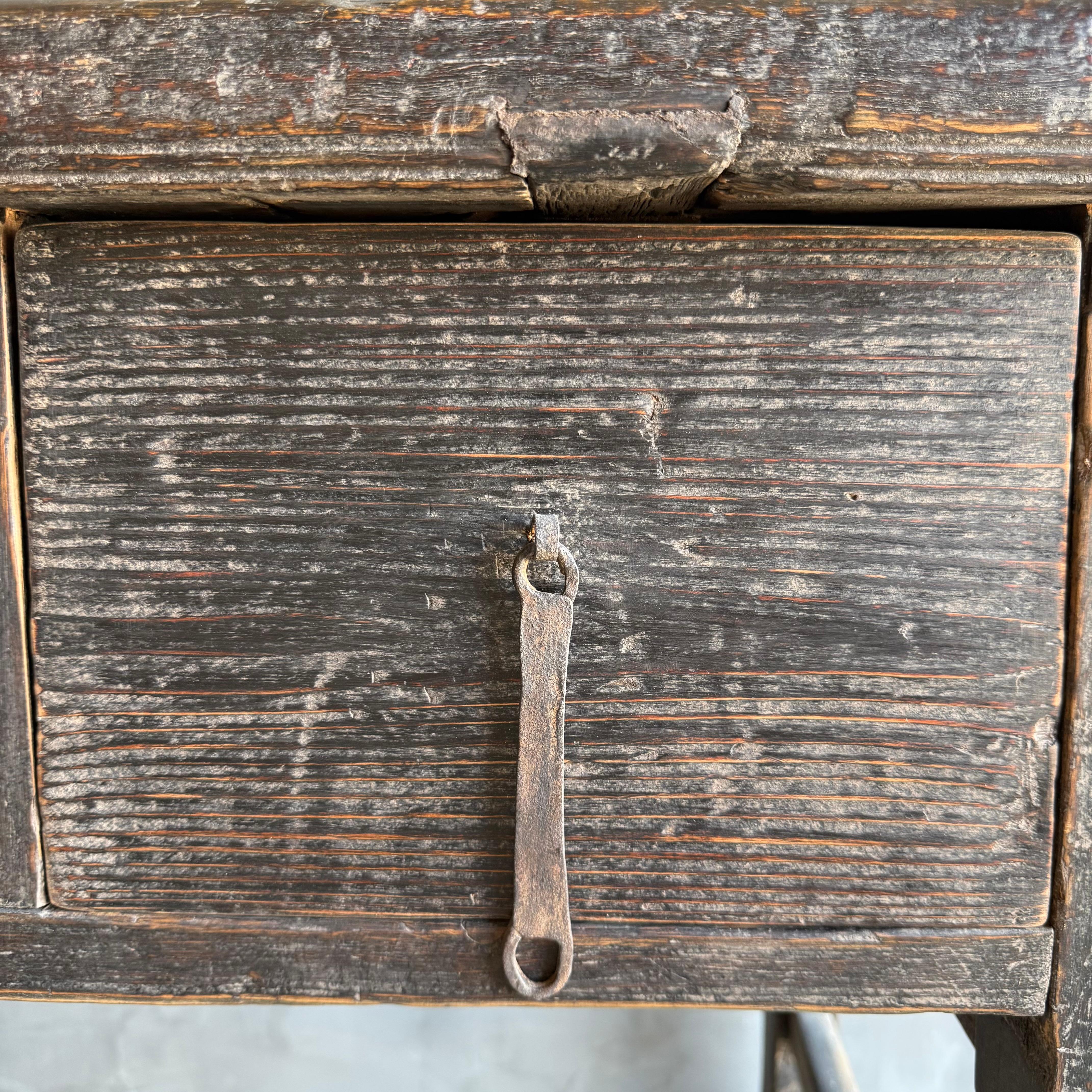 Vintage Elm Wood Painted Console with Drawers 41