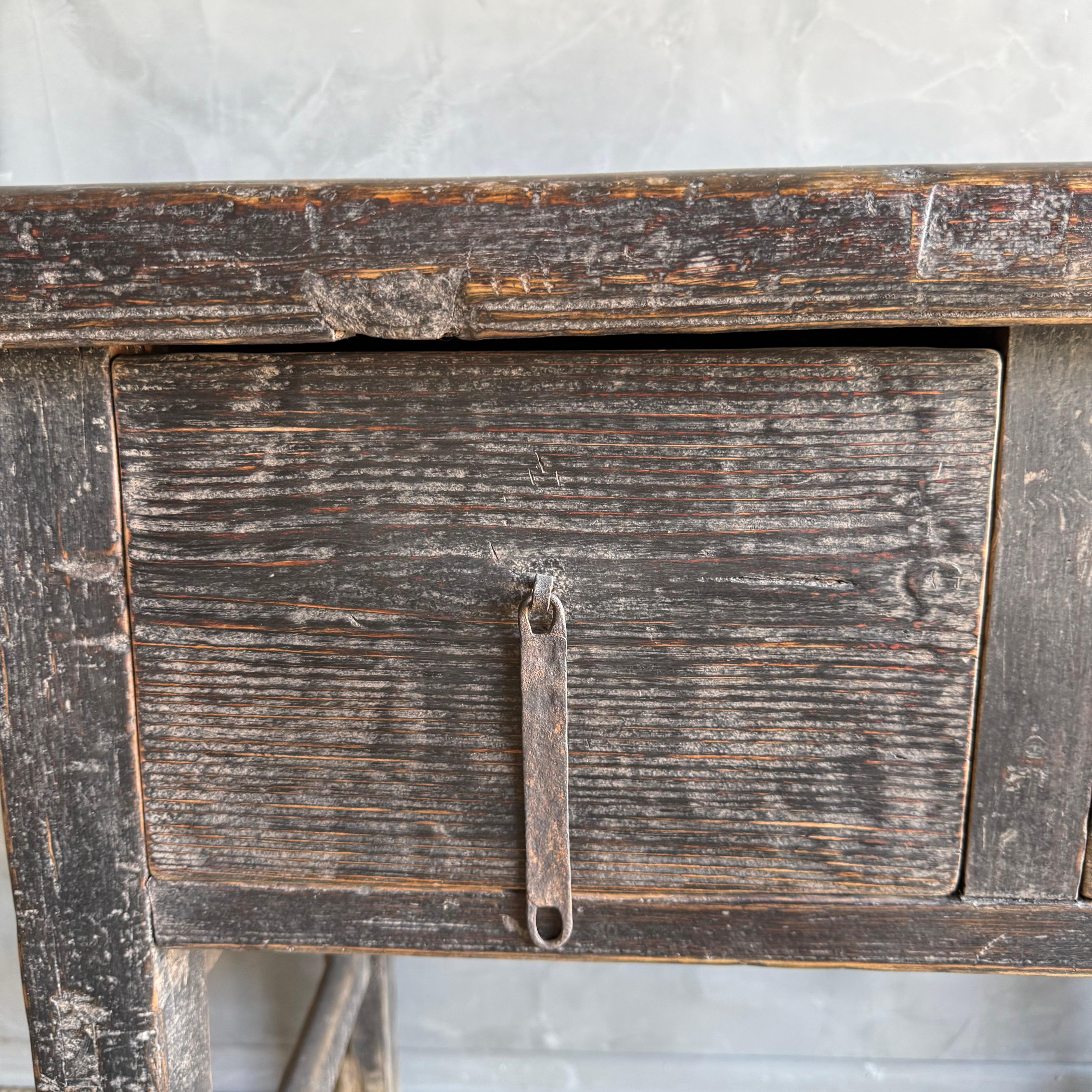 Vintage Elm Wood Painted Console with Drawers 41