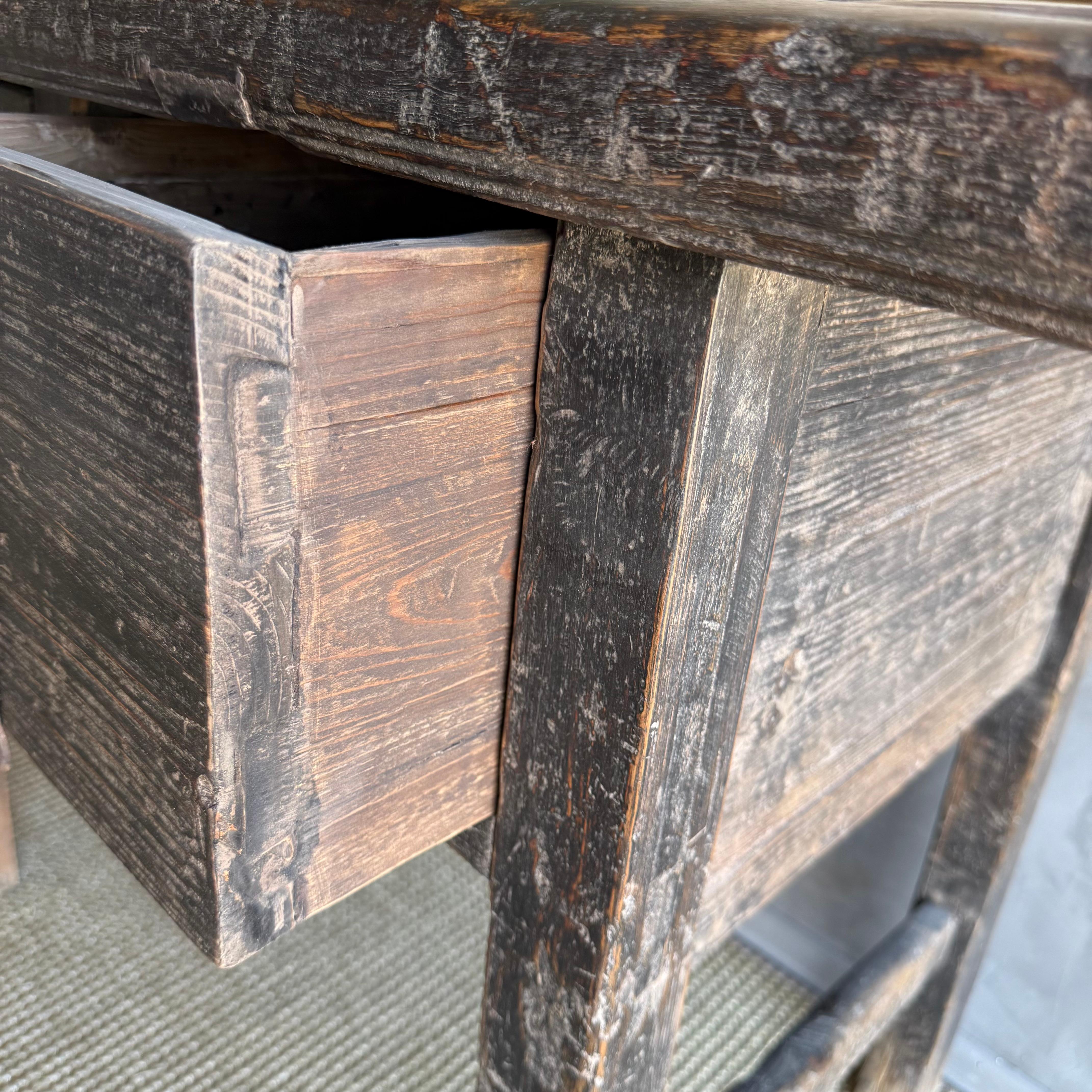 Vintage Elm Wood Painted Console with Drawers 41