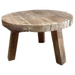 Vintage Ulme Holz Runde Couchtisch mit dicker Platte