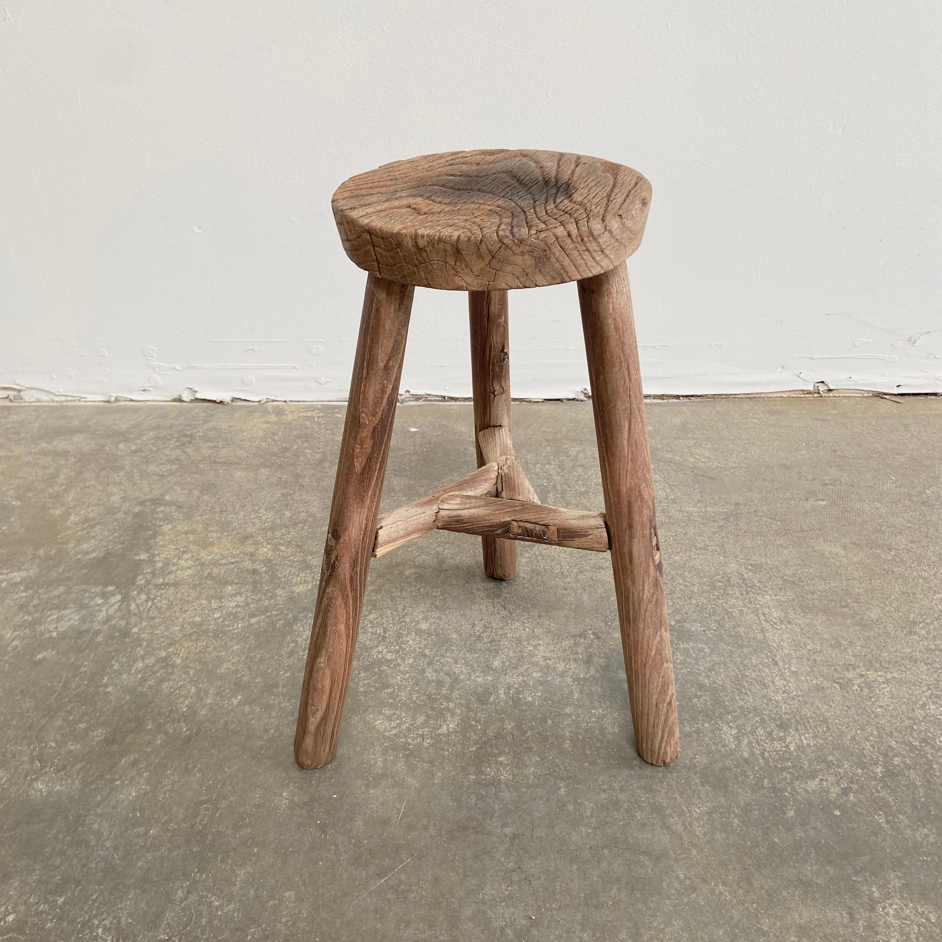 vintage wood stool round