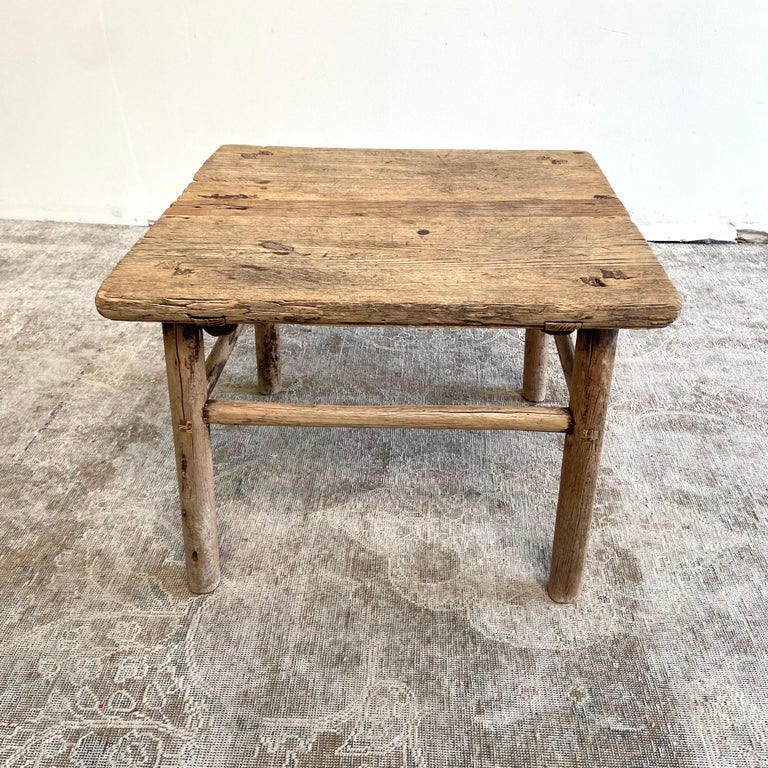 Vintage Elm Wood Side Table For Sale at 1stDibs