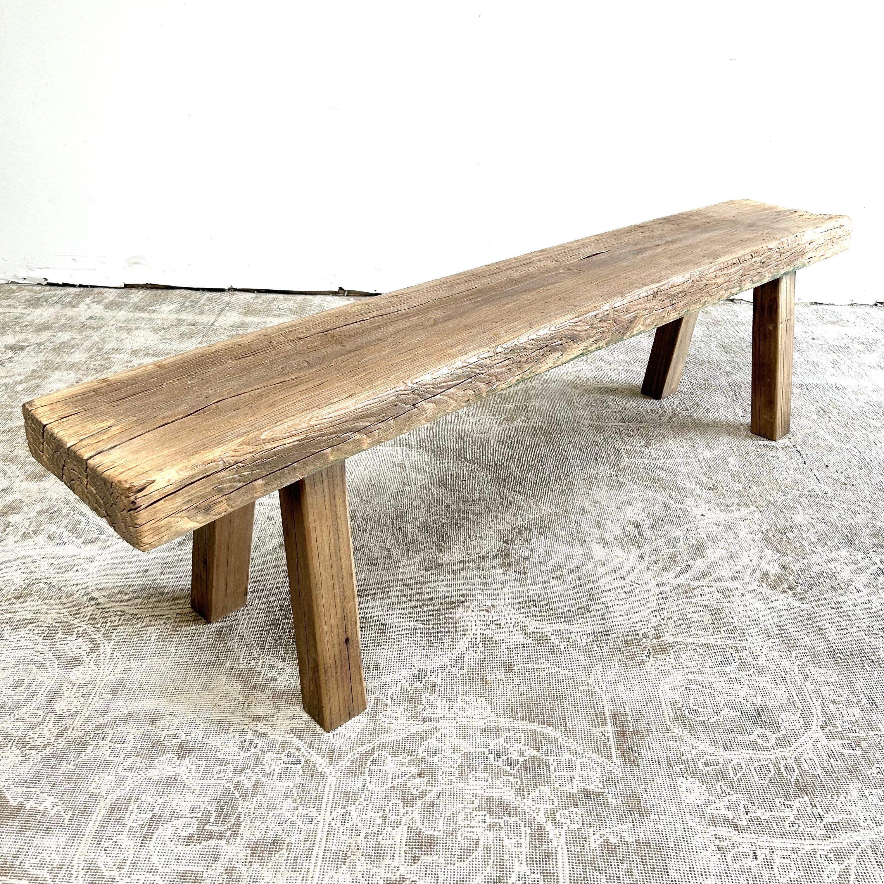 Vintage antique elm wood bench. These are the real vintage antique elm wood benches! Beautiful antique patina, with weathering and age, these are solid and sturdy ready for daily use, use as as a table behind a sofa, stool, coffee table, they are