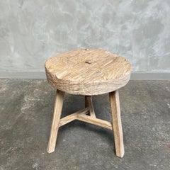 Vintage elm wood side table