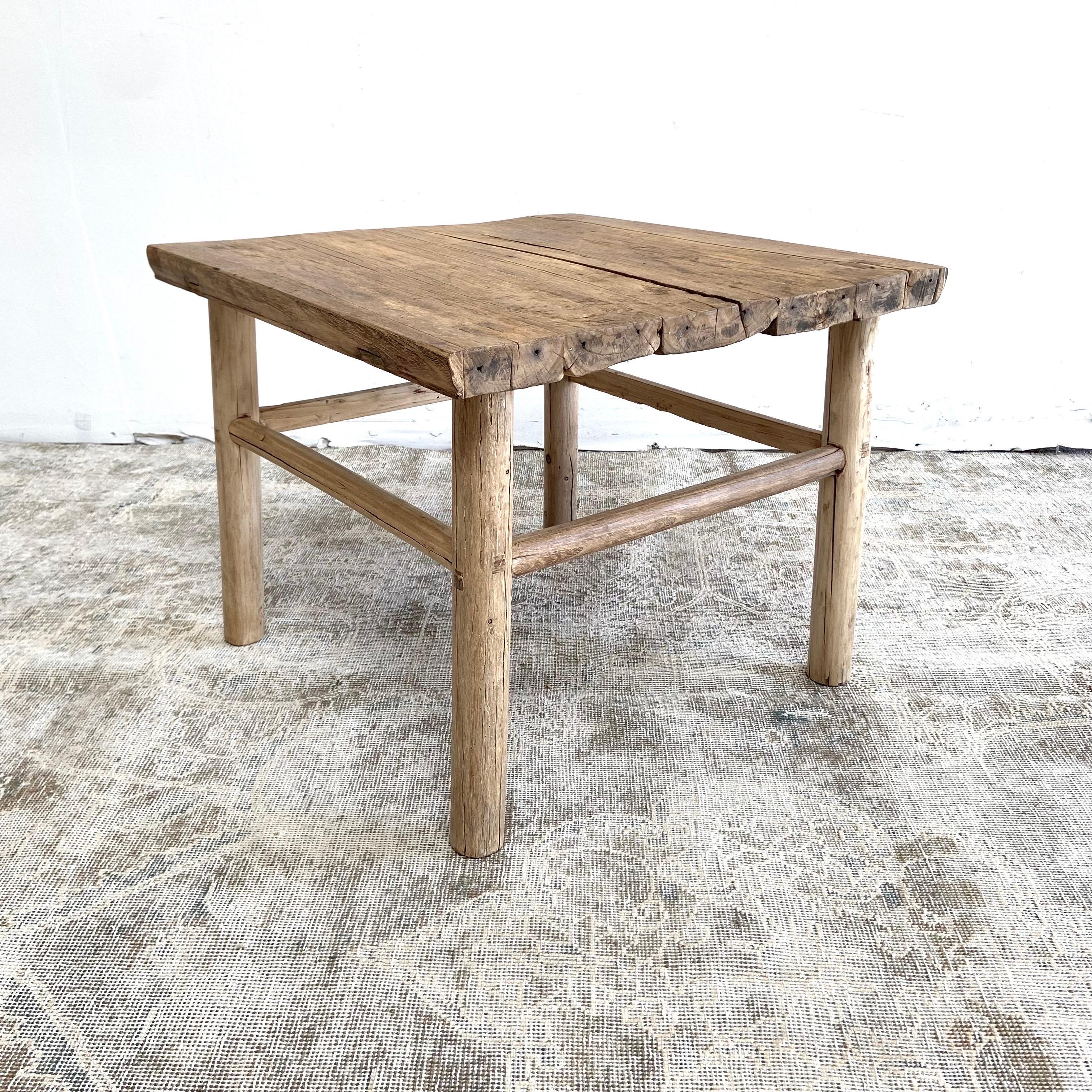 Vintage Elm Wood Side Table at 1stDibs