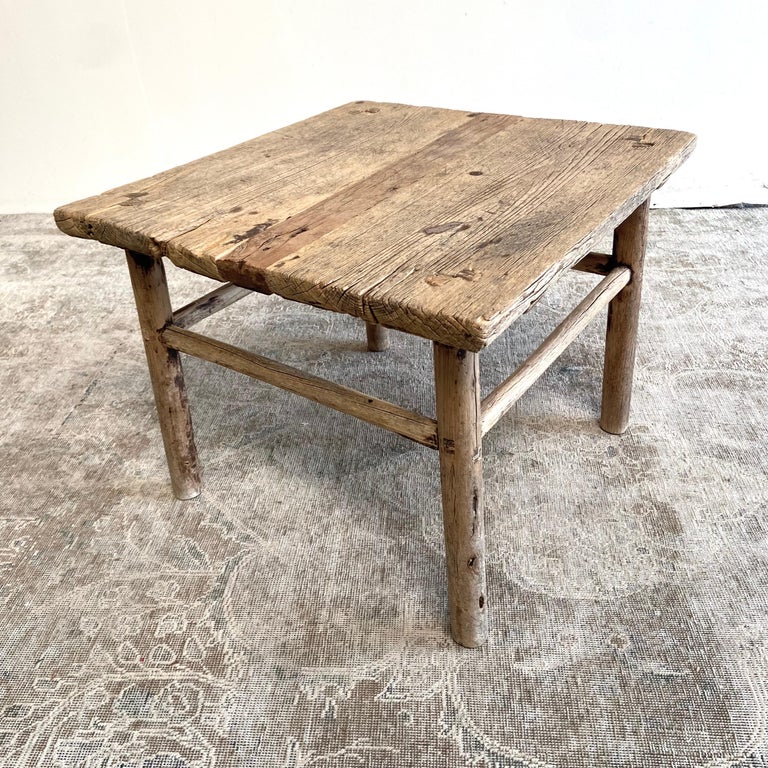 Vintage Elm Wood Side Table For Sale at 1stDibs