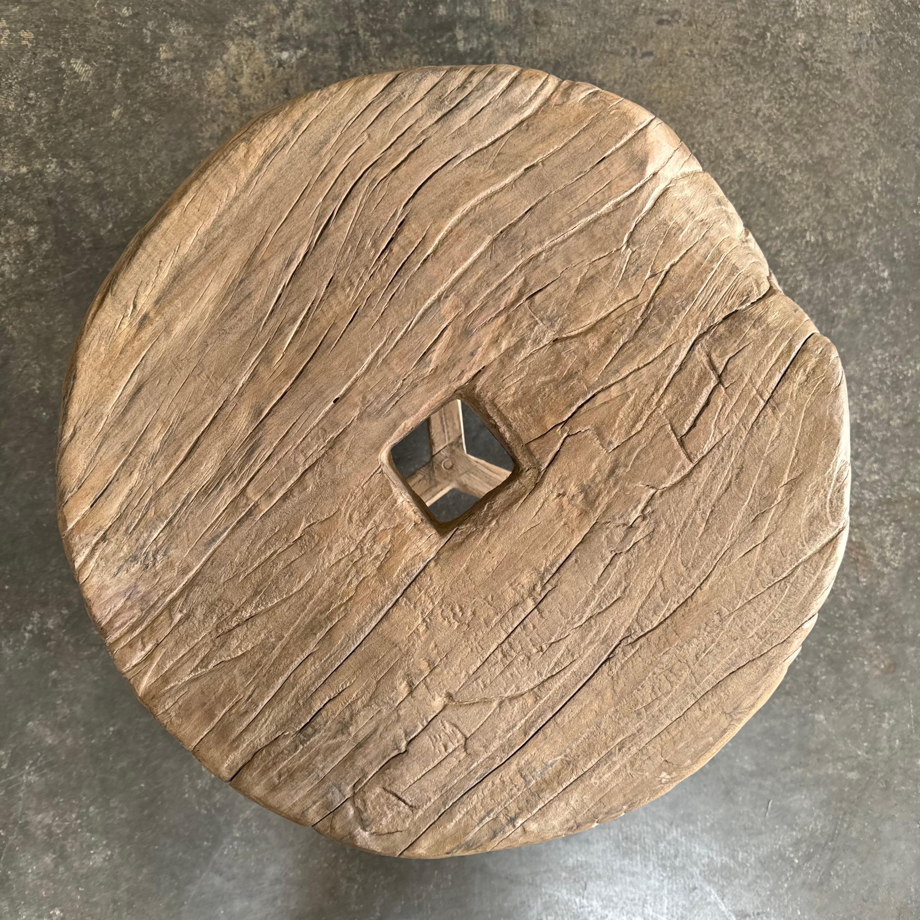 Organic Modern Vintage elm wood side table