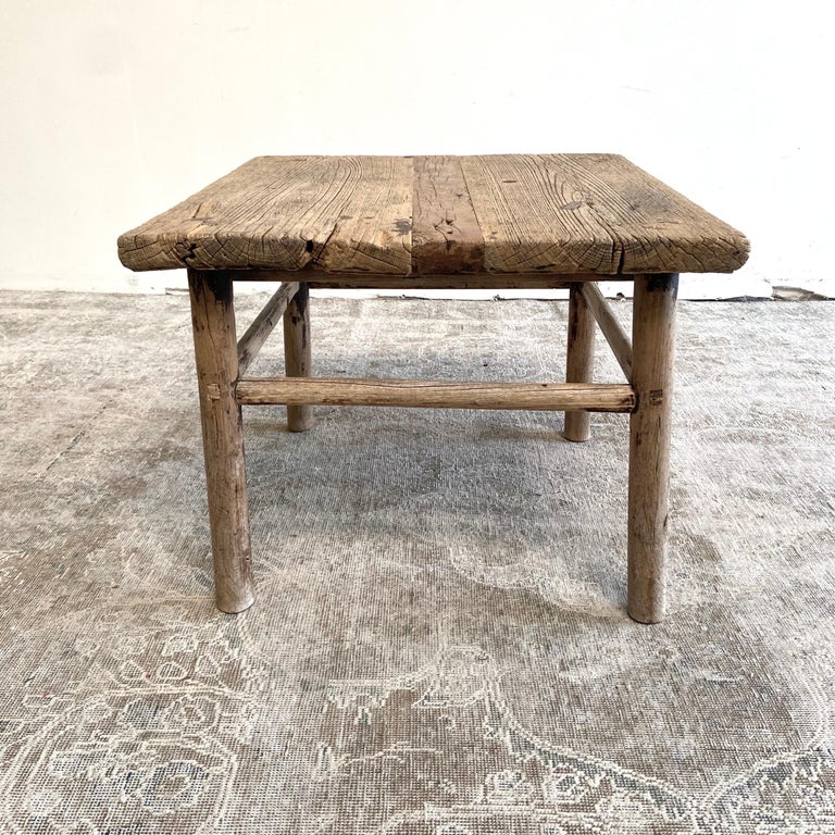 Vintage Elm Wood Side Table For Sale at 1stDibs
