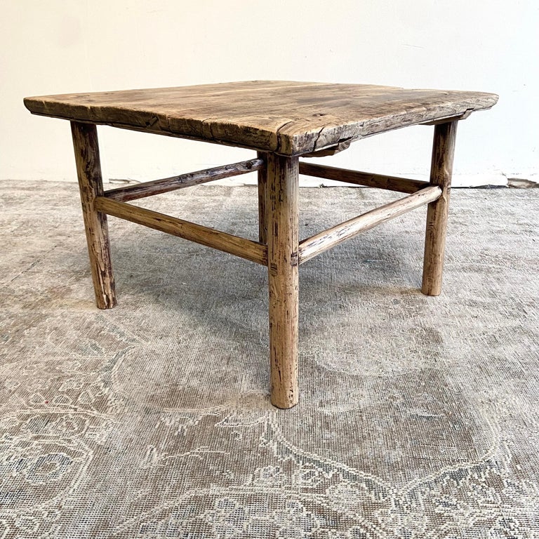 Vintage Elm Wood Side Table For Sale at 1stDibs