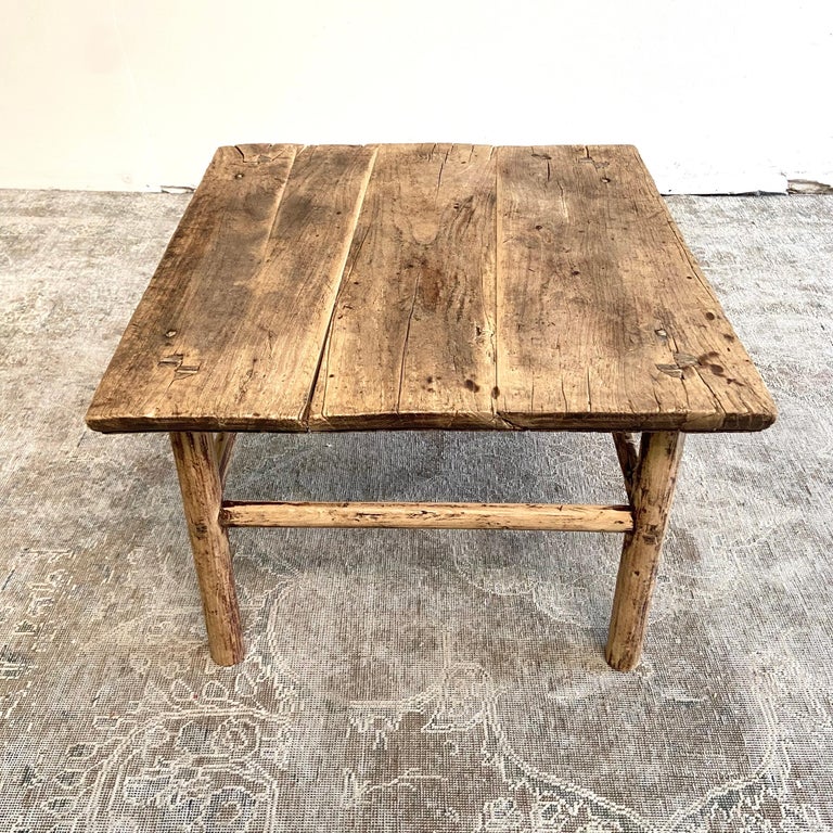 Vintage Elm Wood Side Table For Sale at 1stDibs