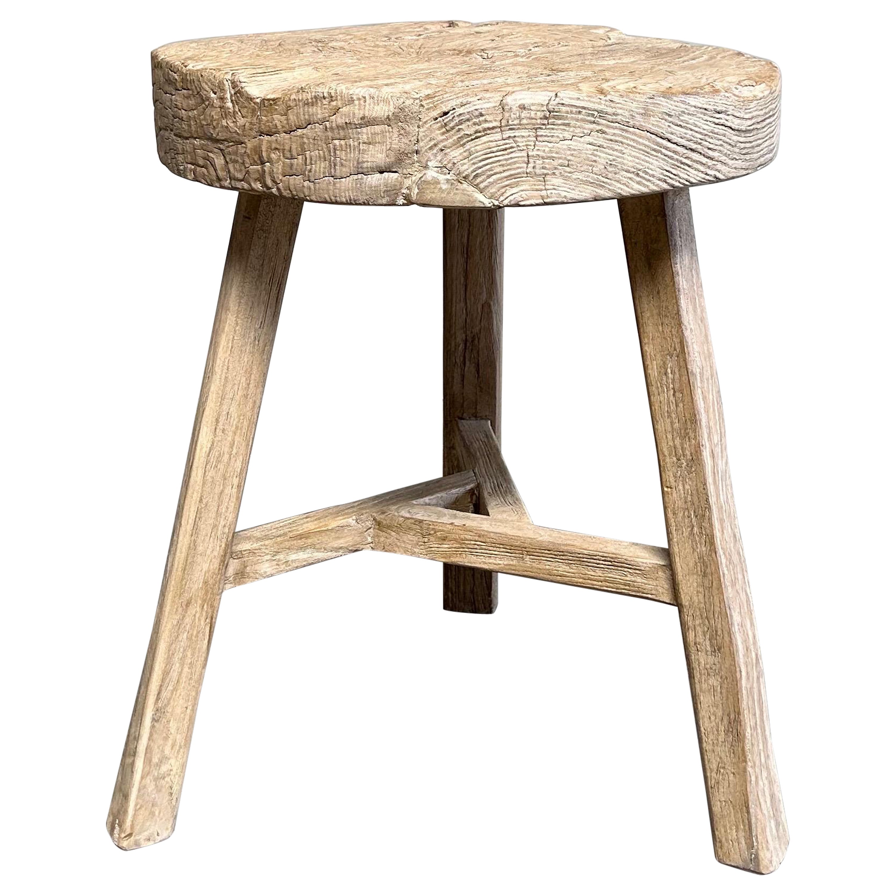 Vintage elm wood side table