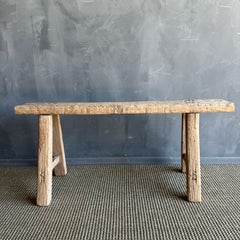 Vintage Elm Wood Skinny Bench 43.5"