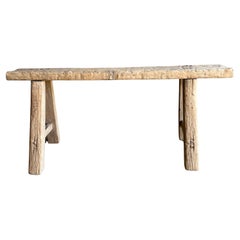 Vintage Elm Wood Skinny Bench 43.5"