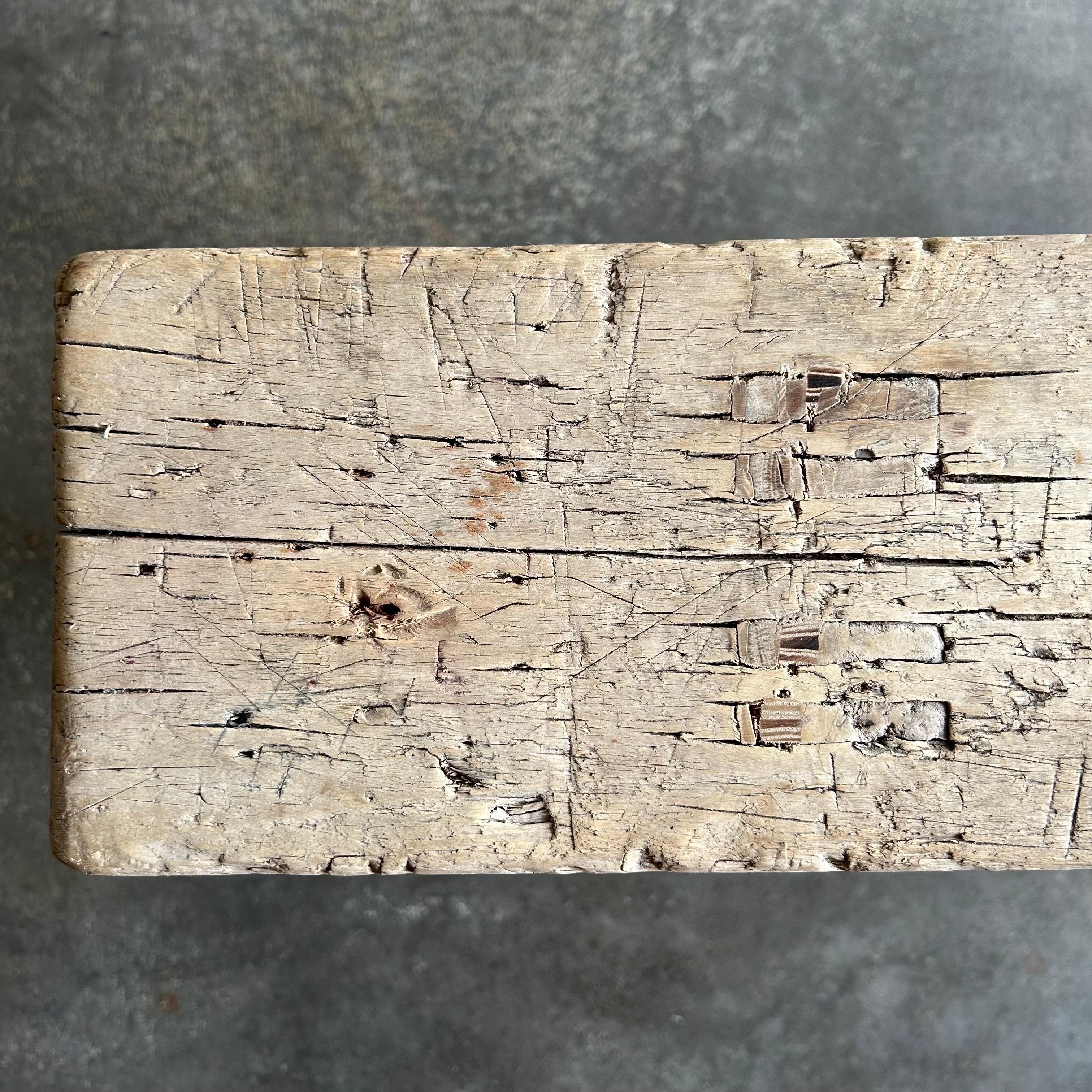 Vintage Elm Wood Skinny Bench 47