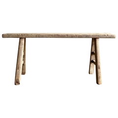 Vintage Elm Wood Skinny Bench 47"