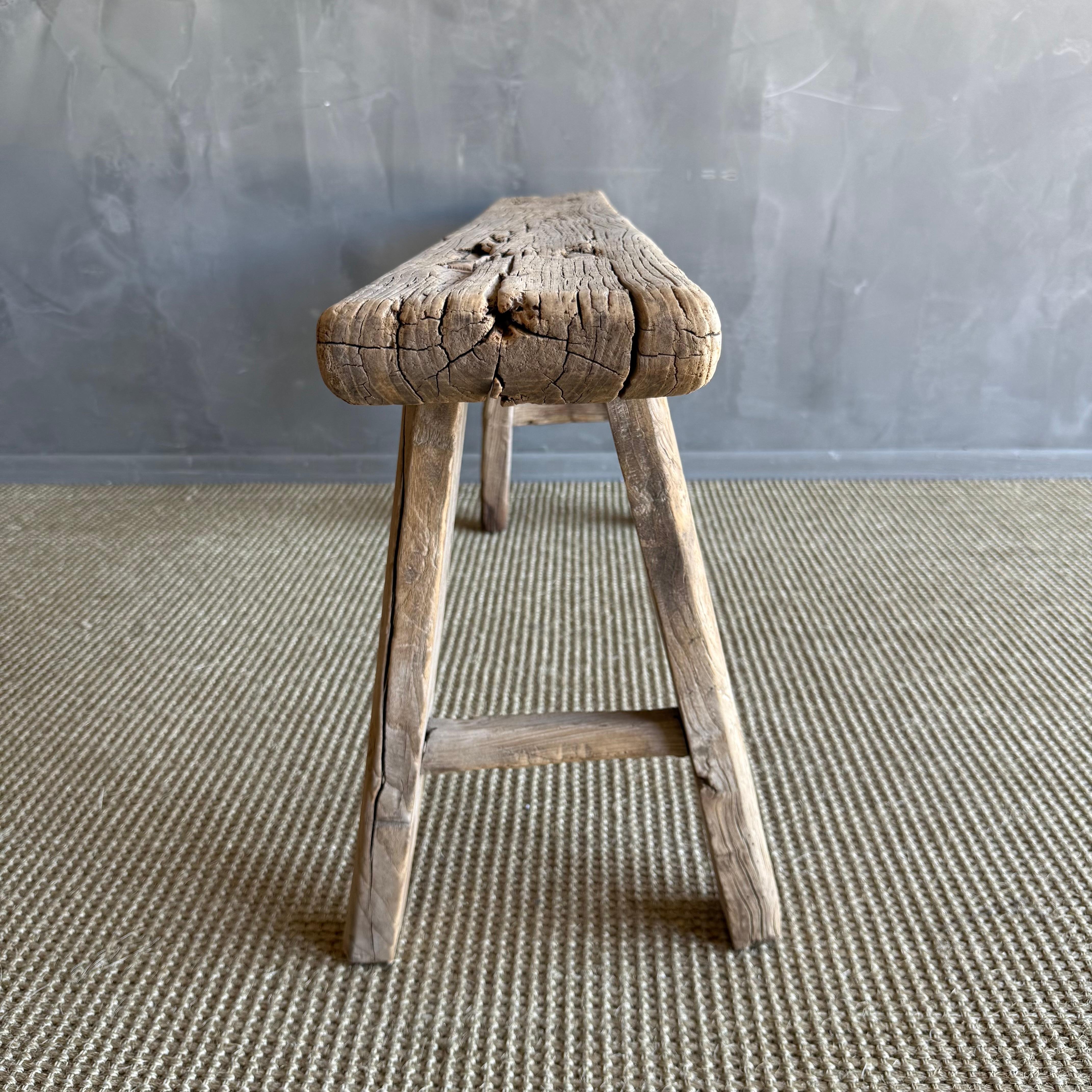 20th Century Vintage Elm Wood Skinny Bench 51