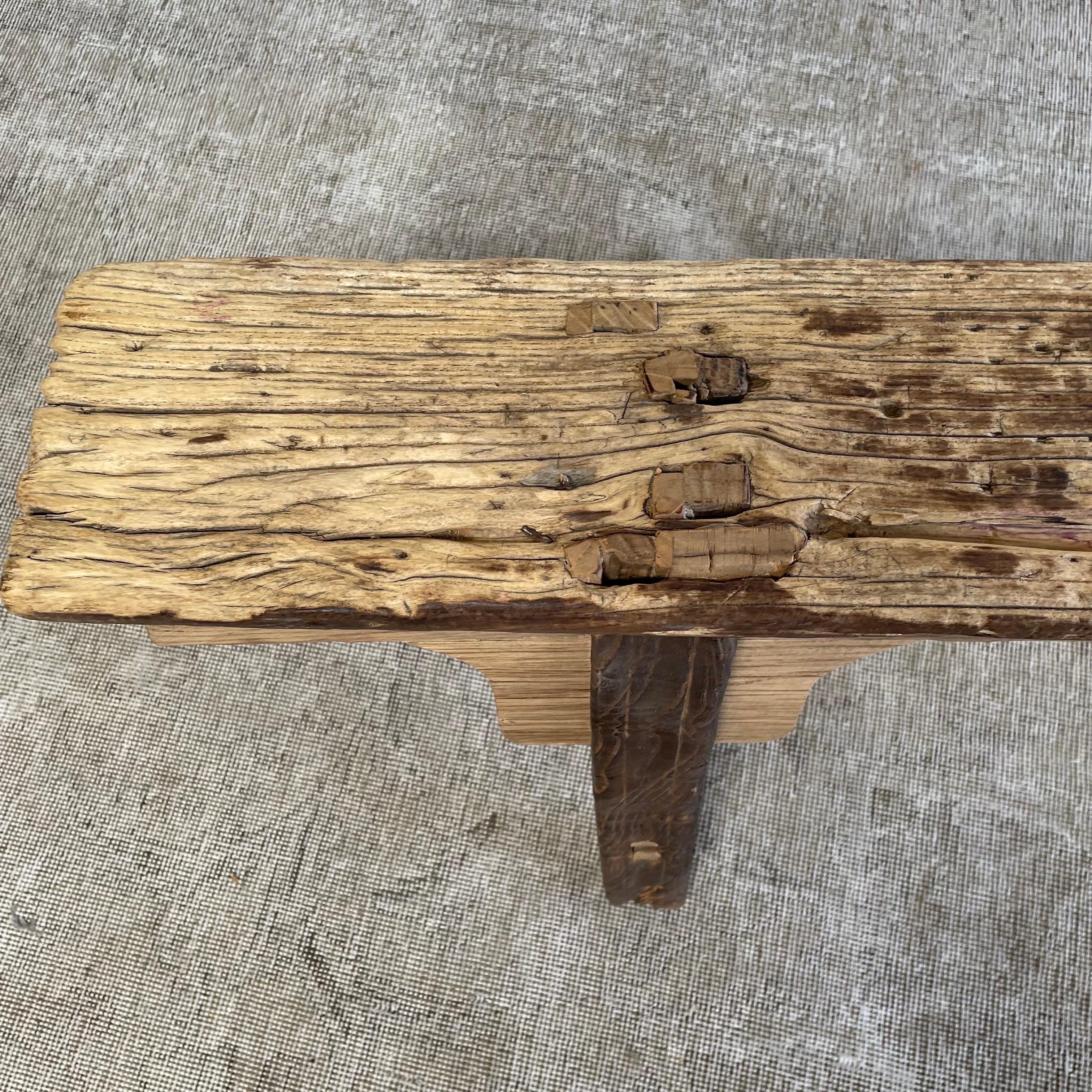 Vintage Elm Wood Skinny Bench 6