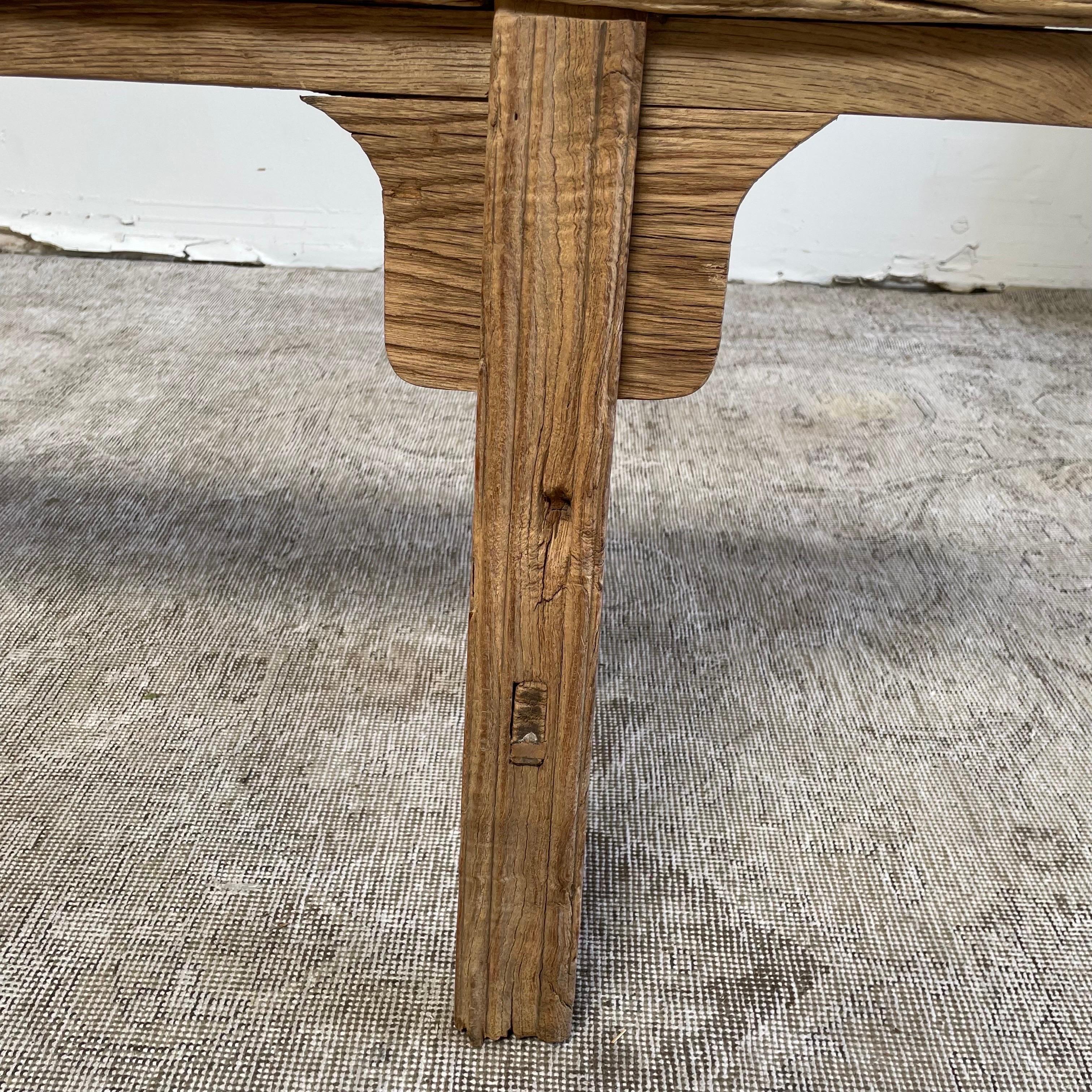 Vintage Elm Wood Skinny Bench 4