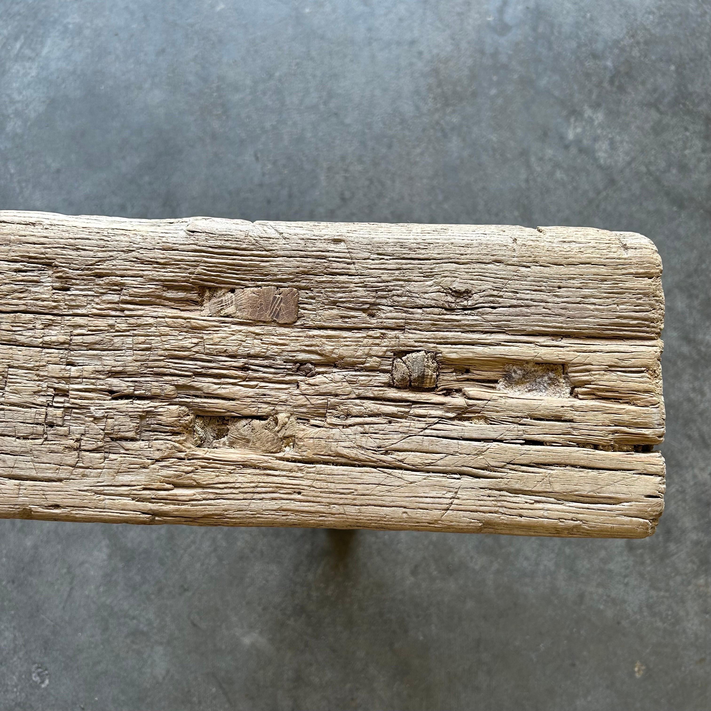 Vintage Elm Wood Skinny Bench 56