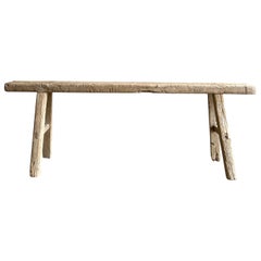 Vintage Elm Wood Skinny Bench 56"