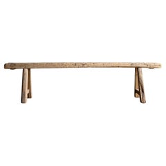Vintage Elm Wood Skinny Bench 80"