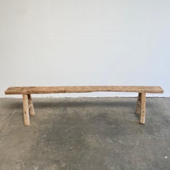Vintage Elm Wood Skinny Bench Extra Long