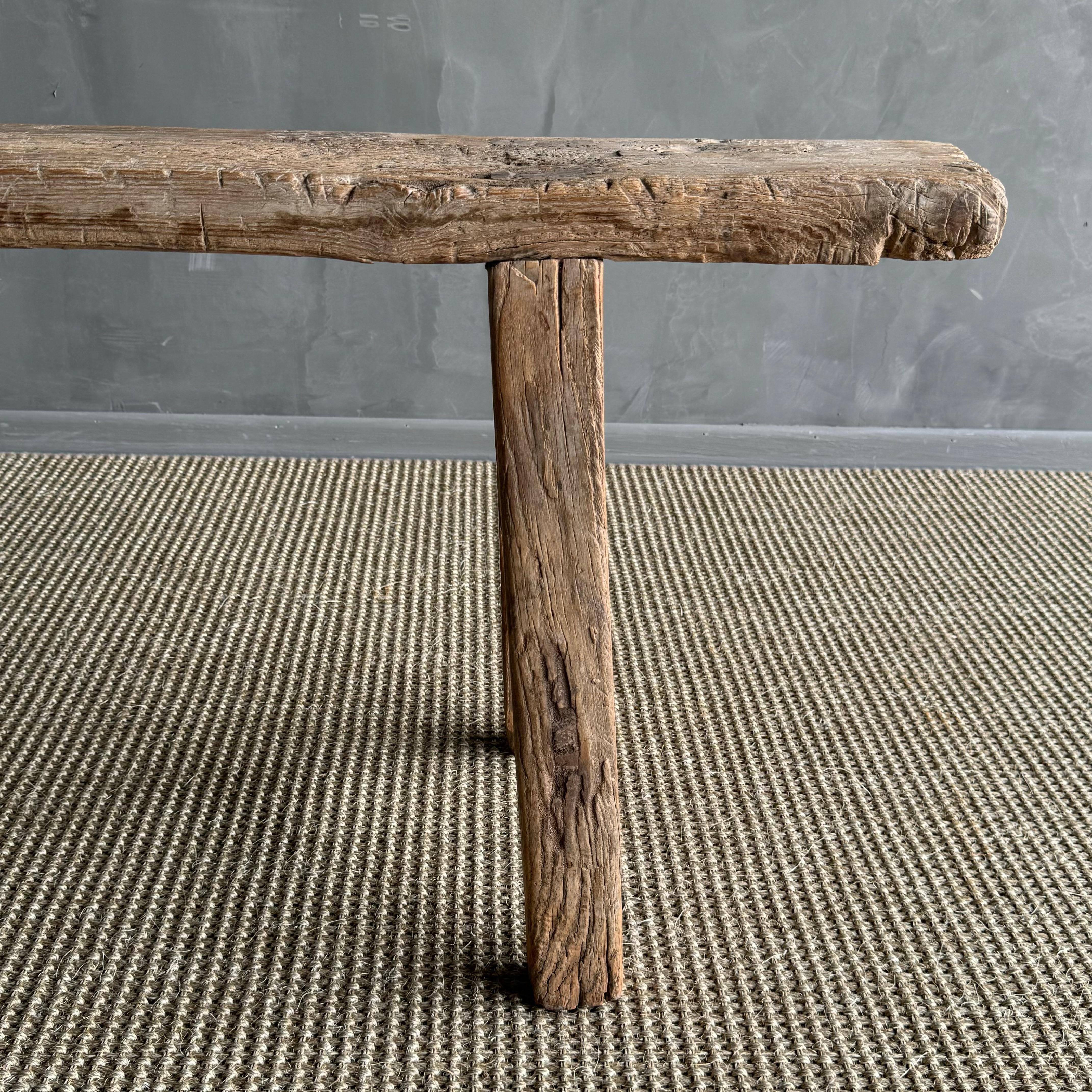 Banc vintage en bois d'orme extra long Bon état - En vente à Old Town Orange, CA
