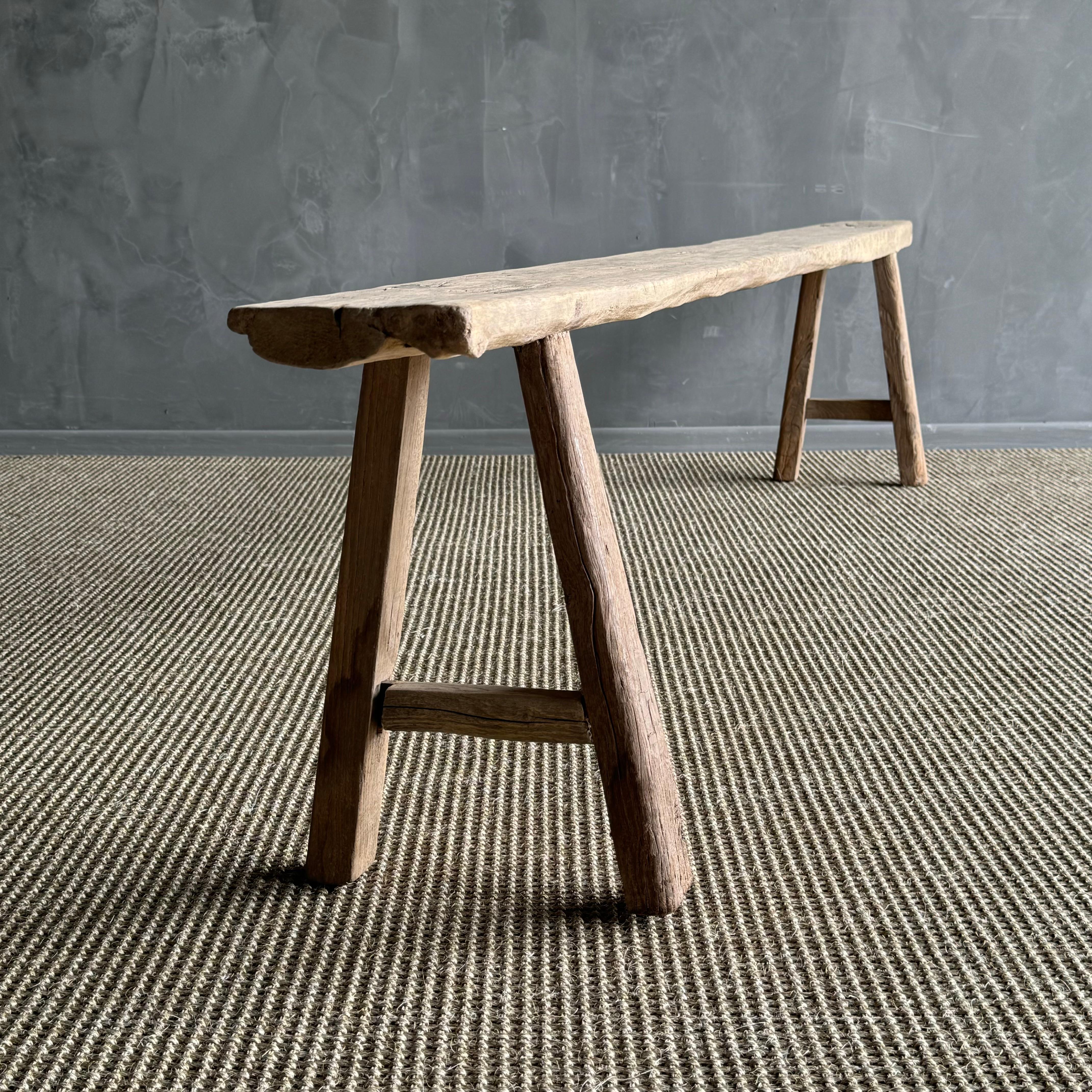 20th Century Vintage Elm Wood Skinny Bench Extra Long