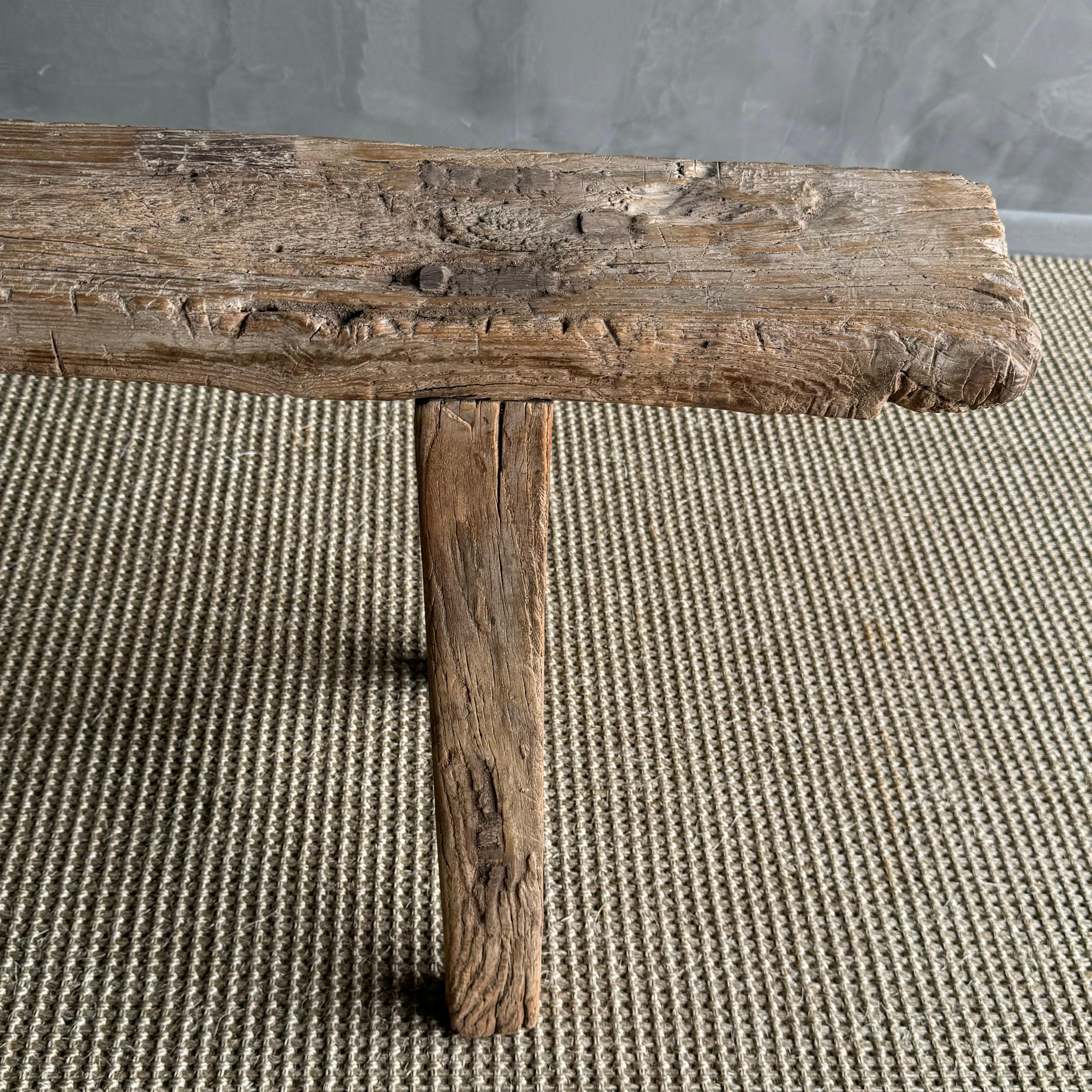 20ième siècle Banc vintage en bois d'orme extra long en vente