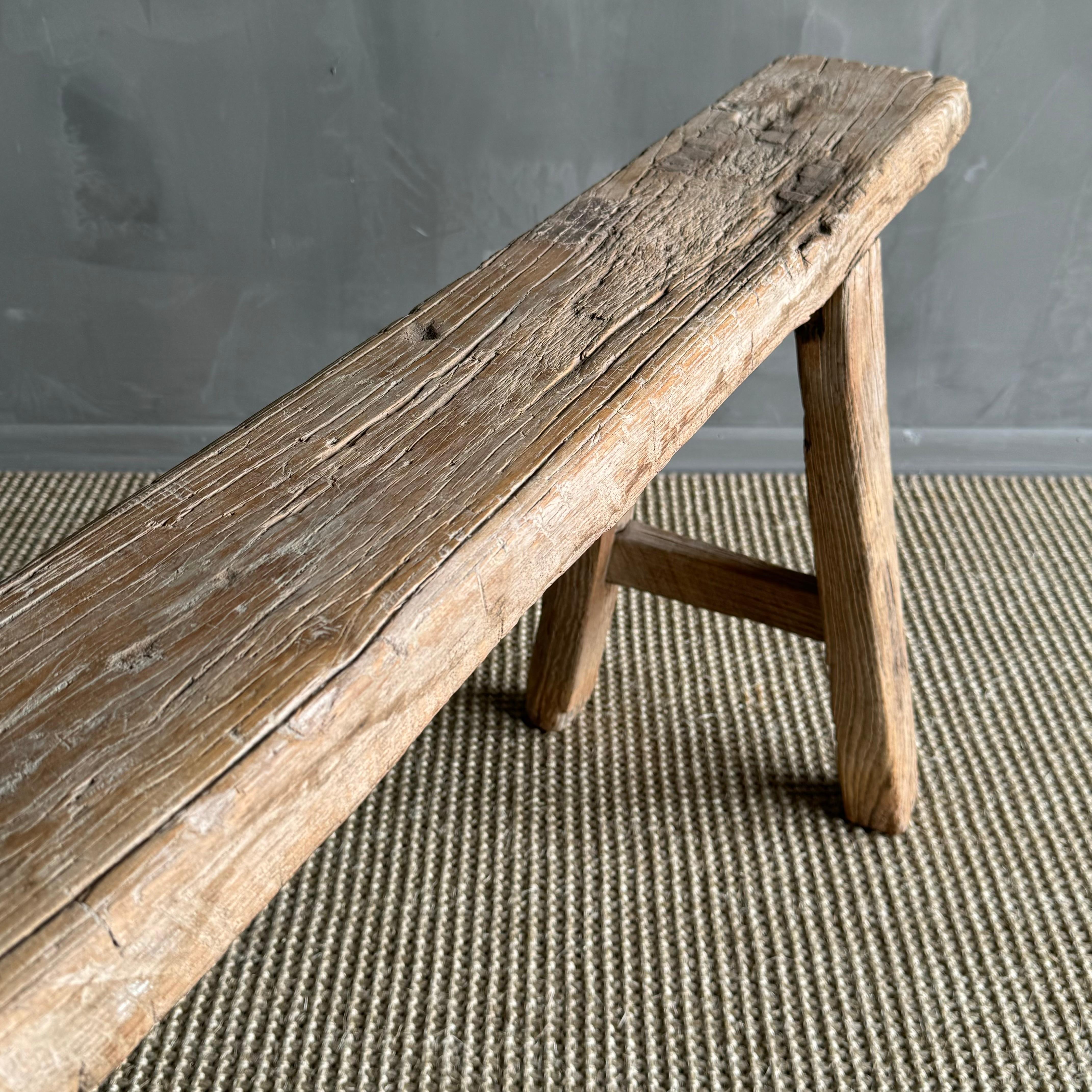 Orme Banc vintage en bois d'orme extra long en vente