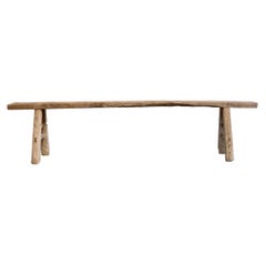 Vintage Elm Wood Skinny Bench Extra Long