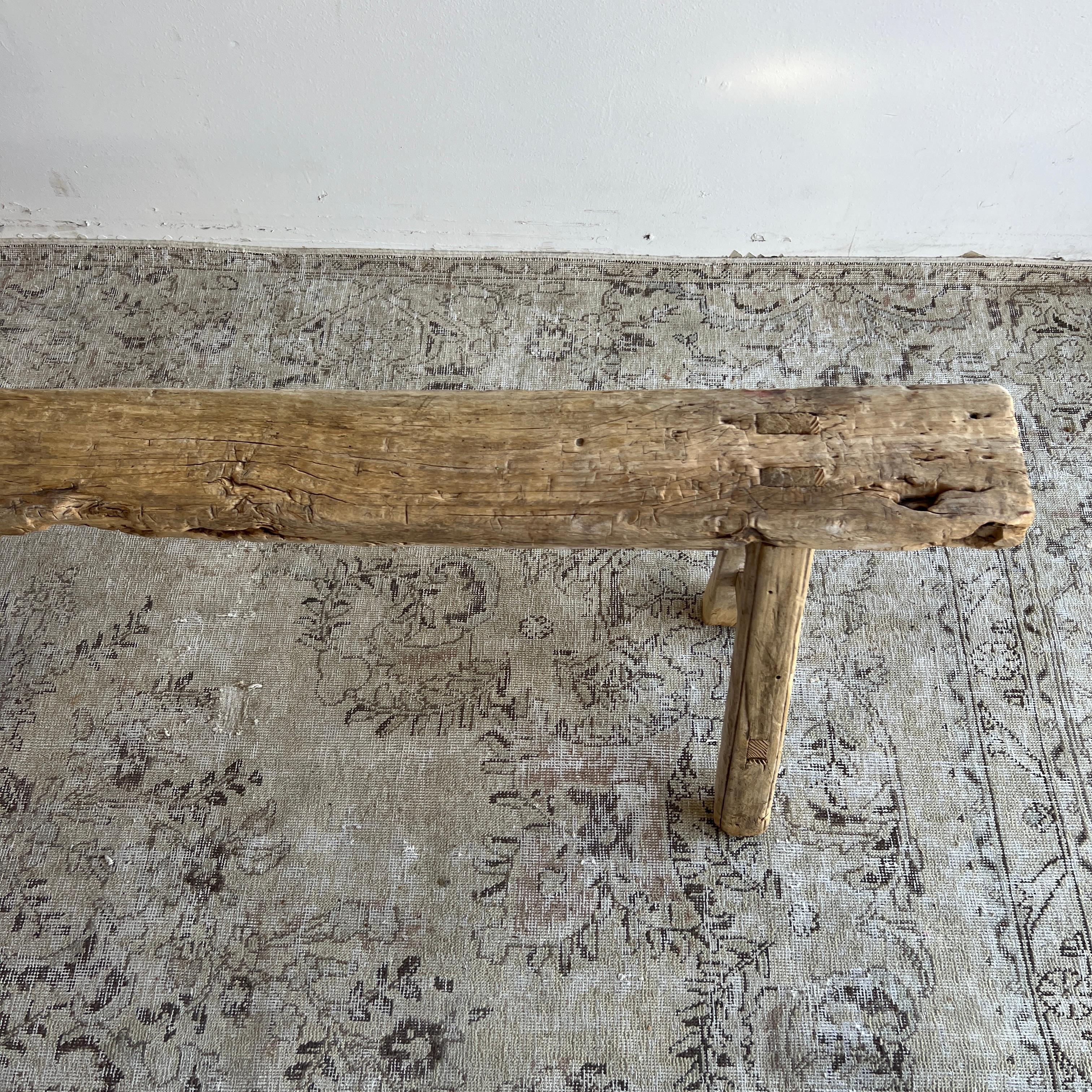 Vintage Elm Wood Skinny Bench 6