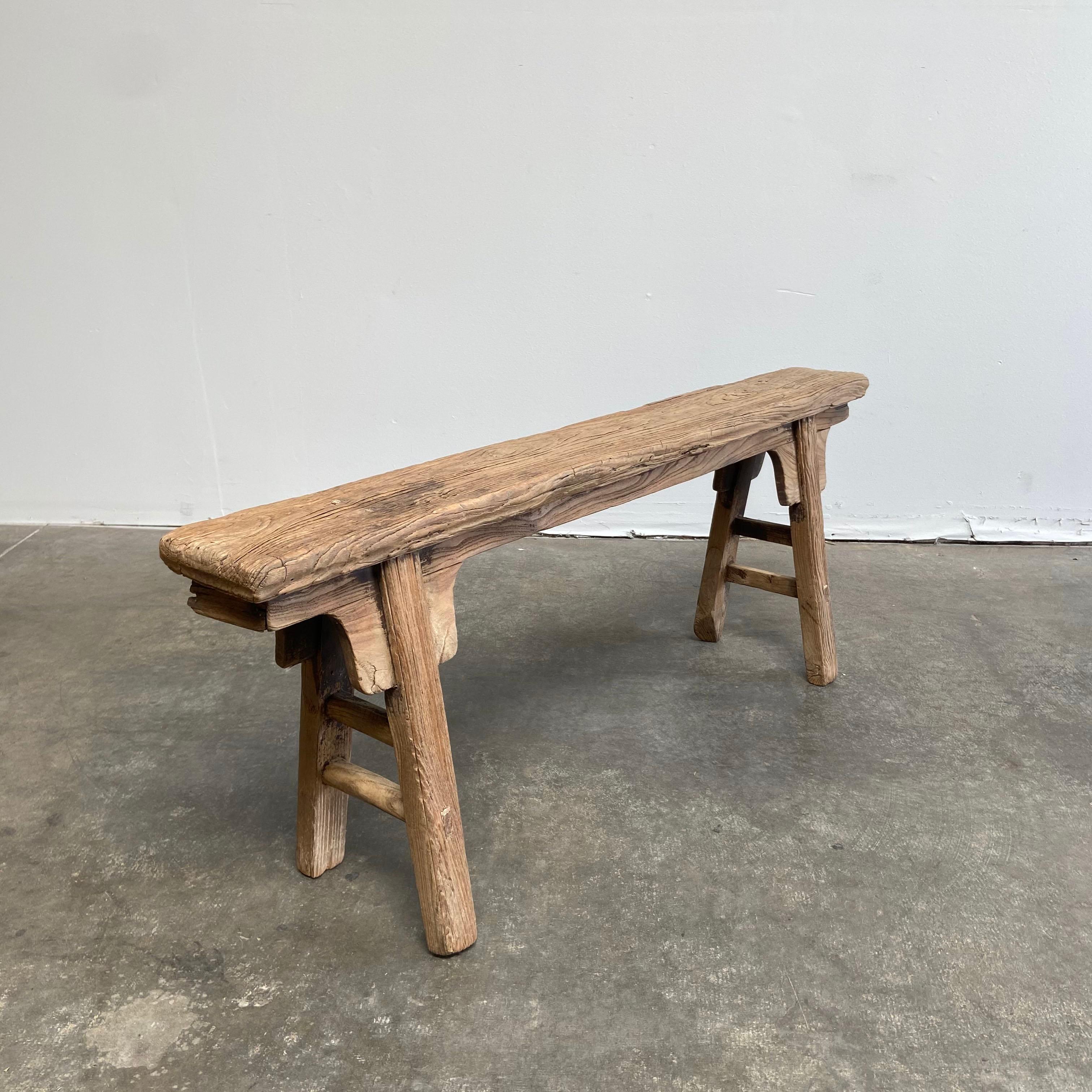 Skinny bench / vintage antique elm wood bench
These are the real vintage antique elm wood benches! Beautiful antique patina, with weathering and age, these are solid and sturdy ready for daily use, use as a table behind a sofa, stool, coffee table,