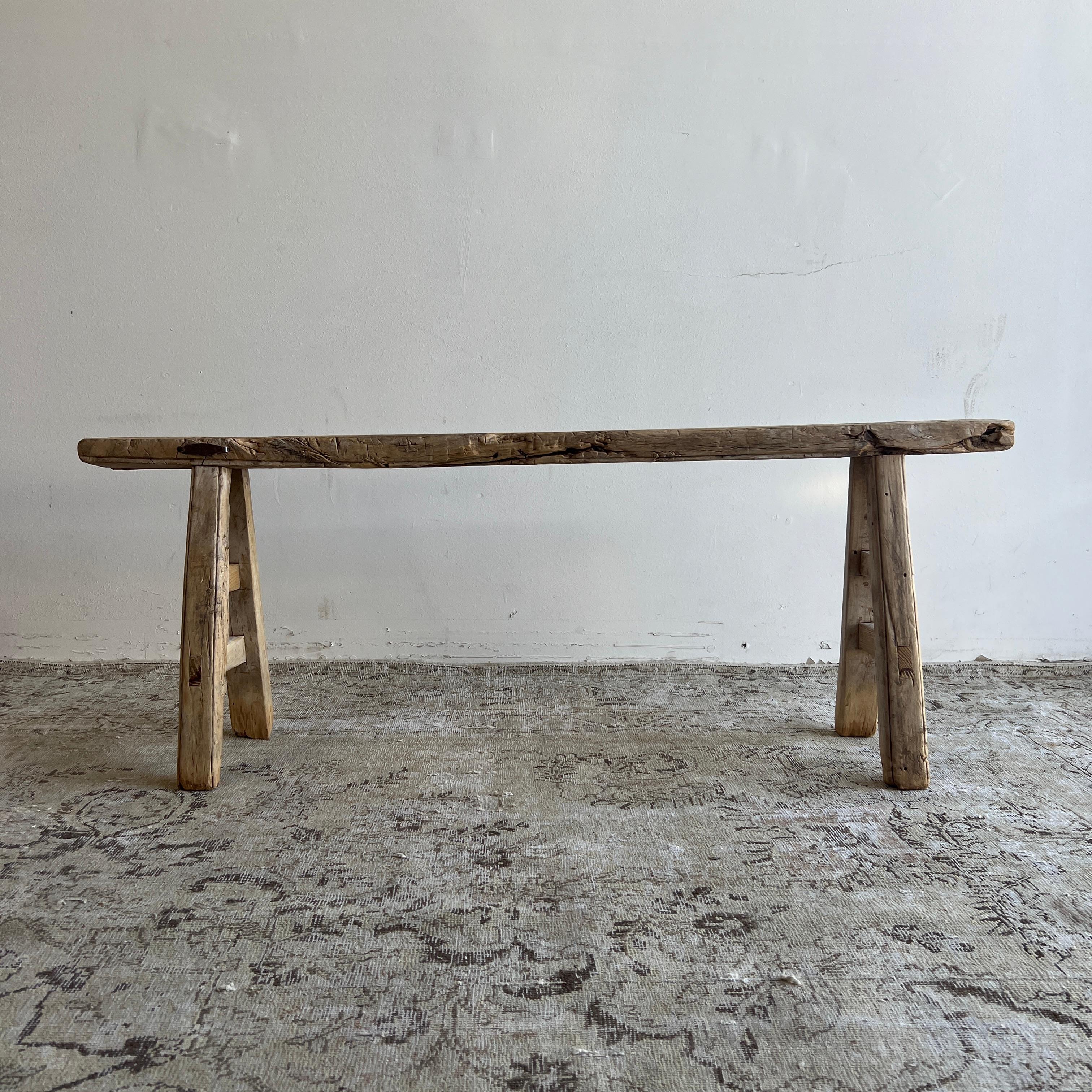 Vintage Antique elm wood bench.
These are the real vintage antique elm wood benches! Beautiful antique patina, with weathering and age, these are solid and sturdy ready for daily use, use as as a table behind a sofa, stool, coffee table, they are