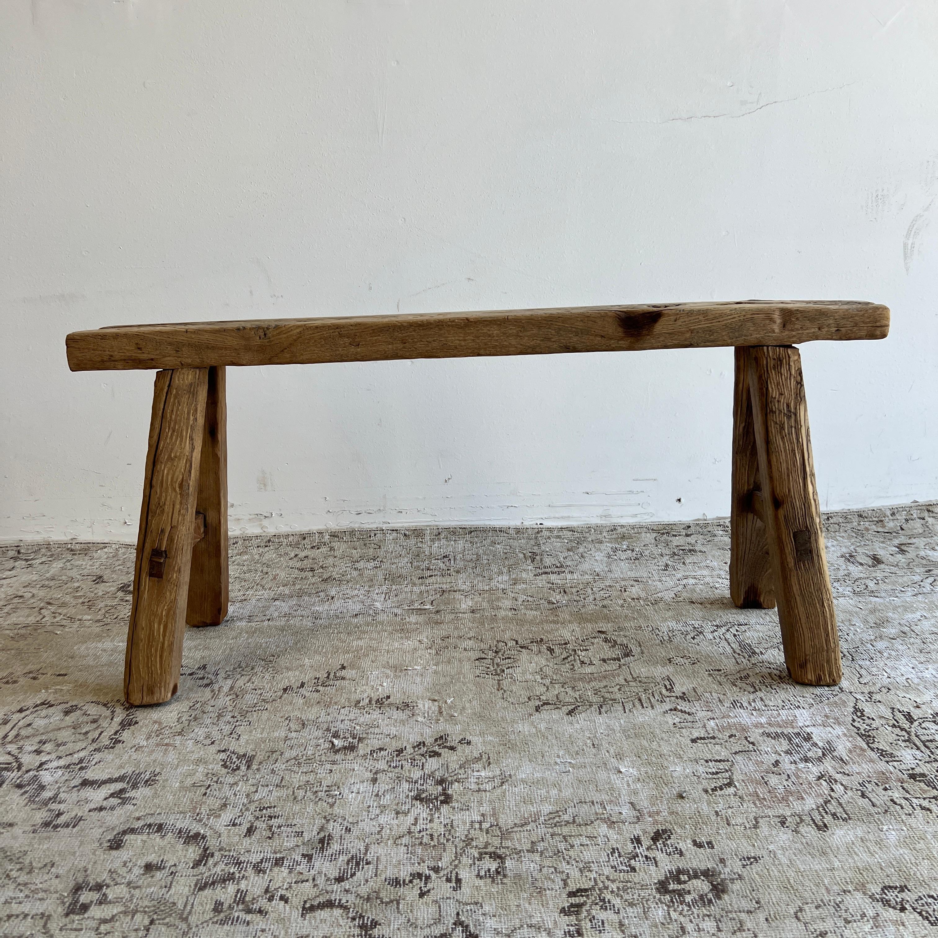 Vintage Antique elm wood bench.
These are the real vintage antique elm wood benches! Beautiful antique patina, with weathering and age, these are solid and sturdy ready for daily use, use as as a table behind a sofa, stool, coffee table, they are