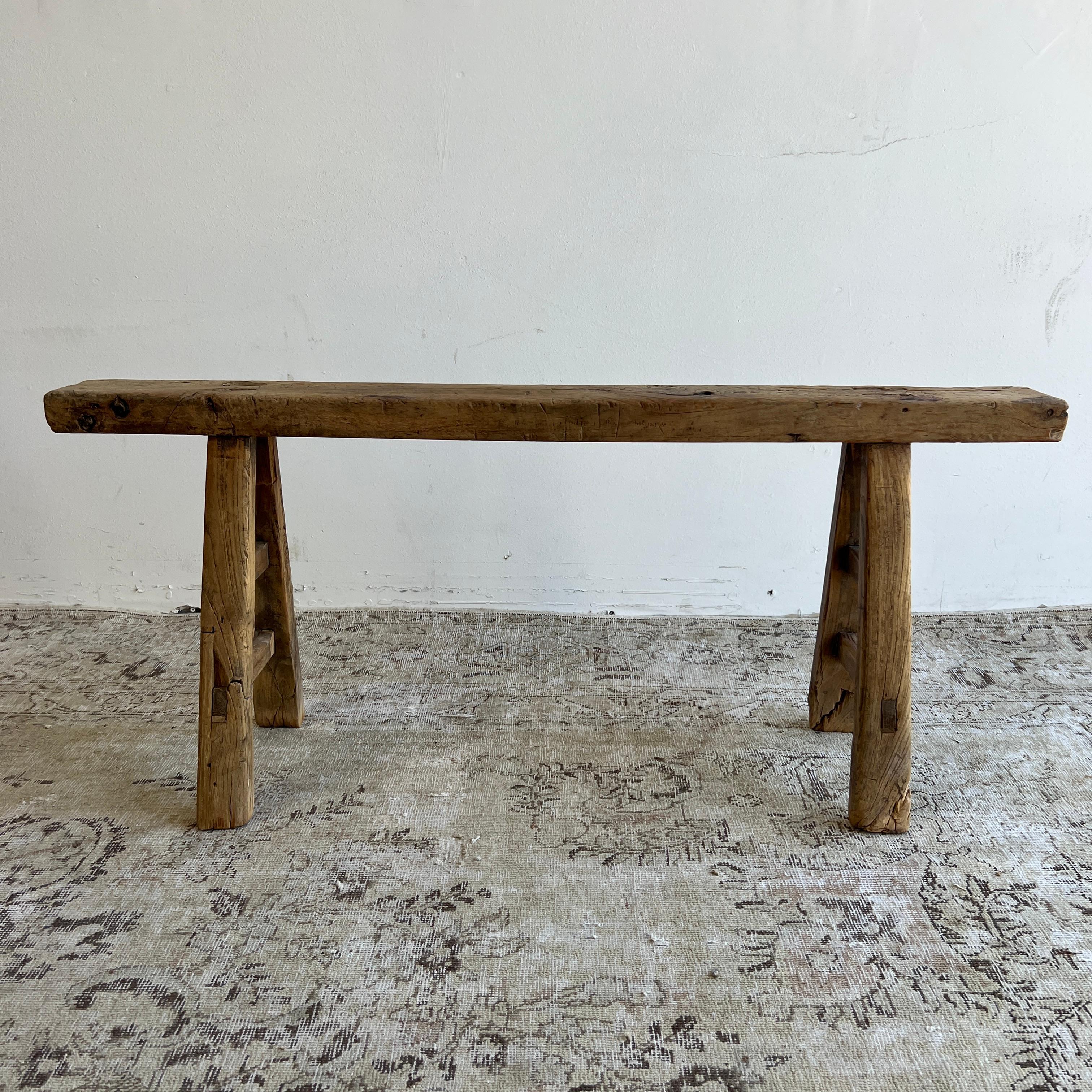 Vintage Antique elm wood bench
These are the real vintage antique elm wood benches! Beautiful antique patina, with weathering and age, these are solid and sturdy ready for daily use, use as as a table behind a sofa, stool, coffee table, they are