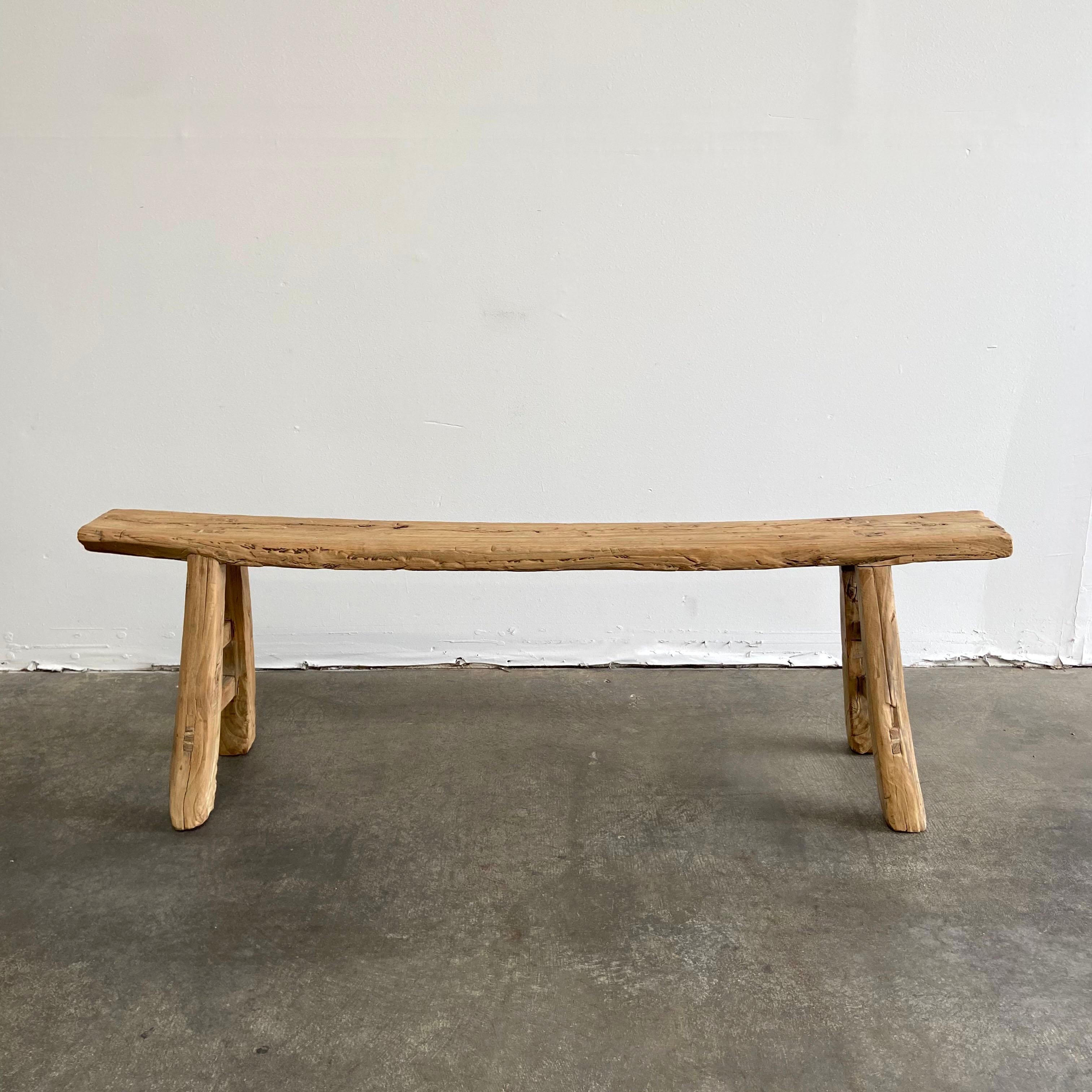 Skinny bench vintage antique elm wood bench.
These are the real vintage antique elm wood benches! Beautiful antique patina, with weathering and age, these are solid and sturdy ready for daily use, use as a table behind a sofa, stool, coffee table,