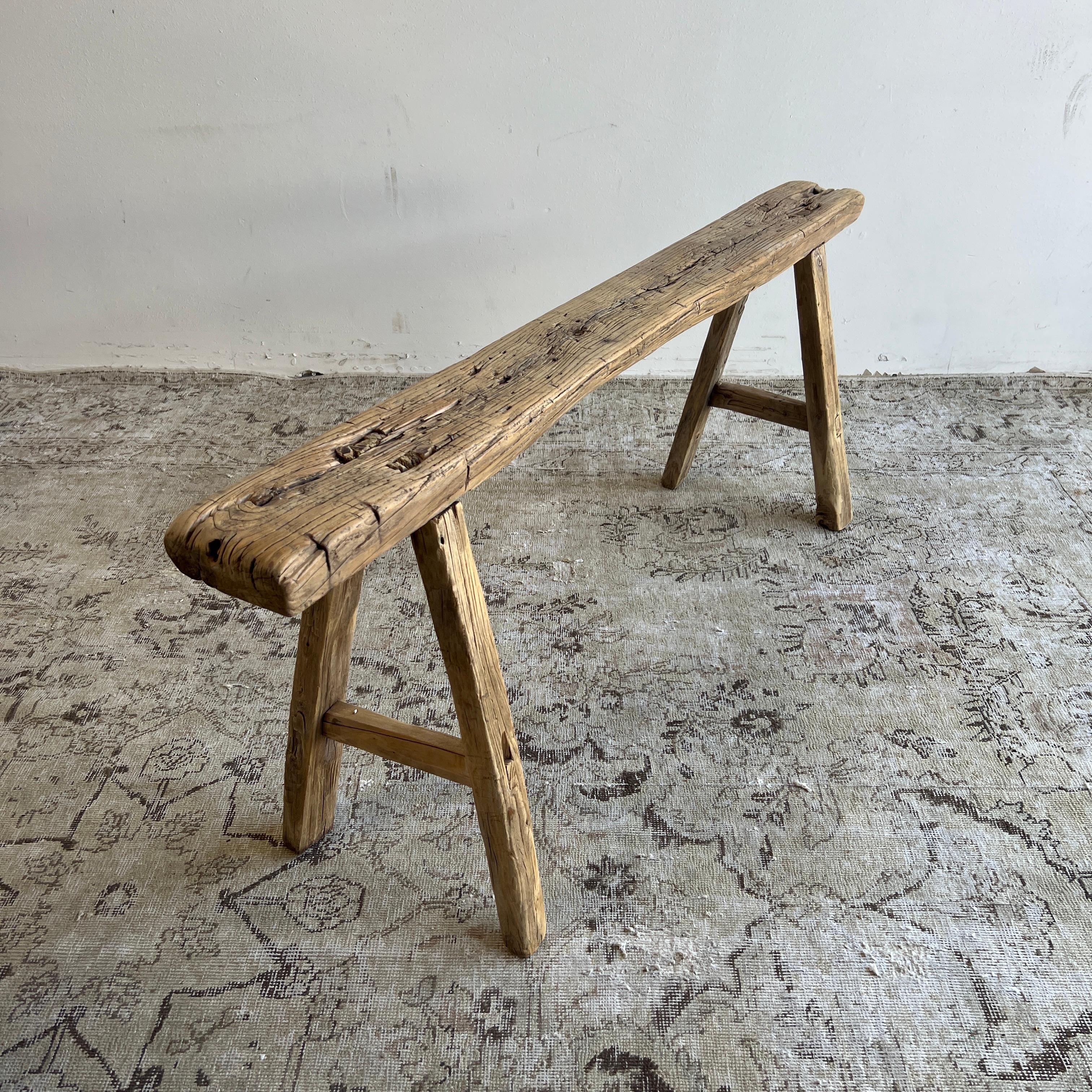 Vintage Elm Wood Skinny Bench For Sale at 1stDibs skinny elm bench
