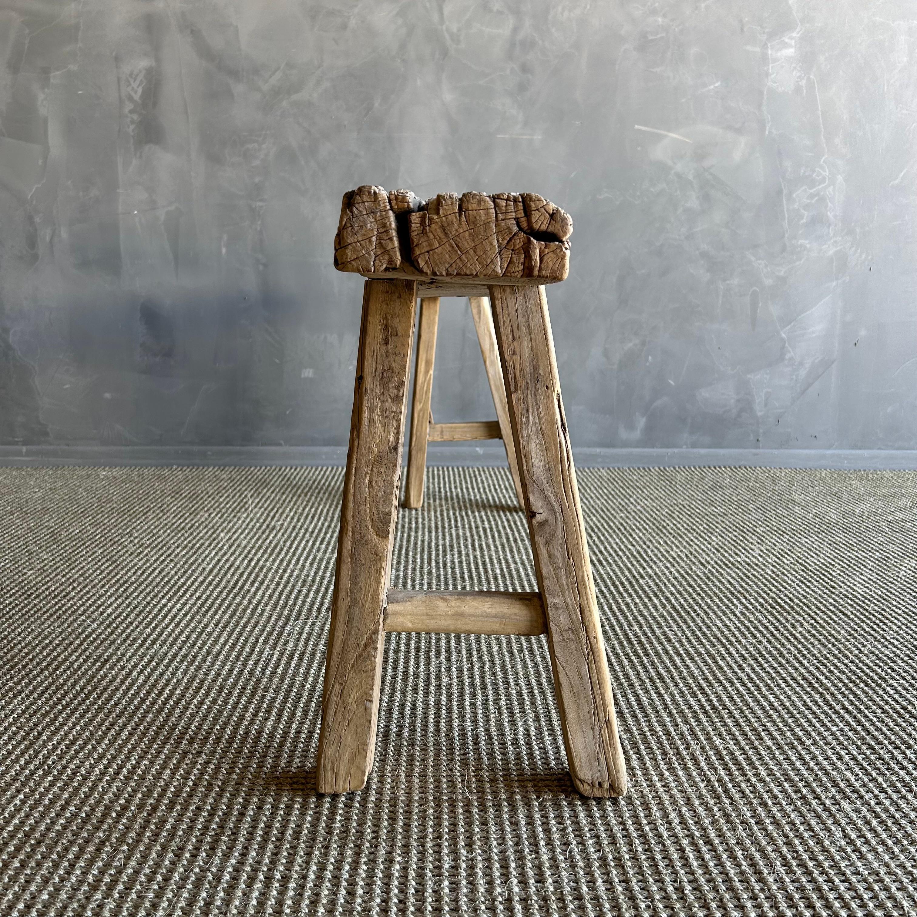 Organic Modern Vintage Elm Wood Skinny Bench