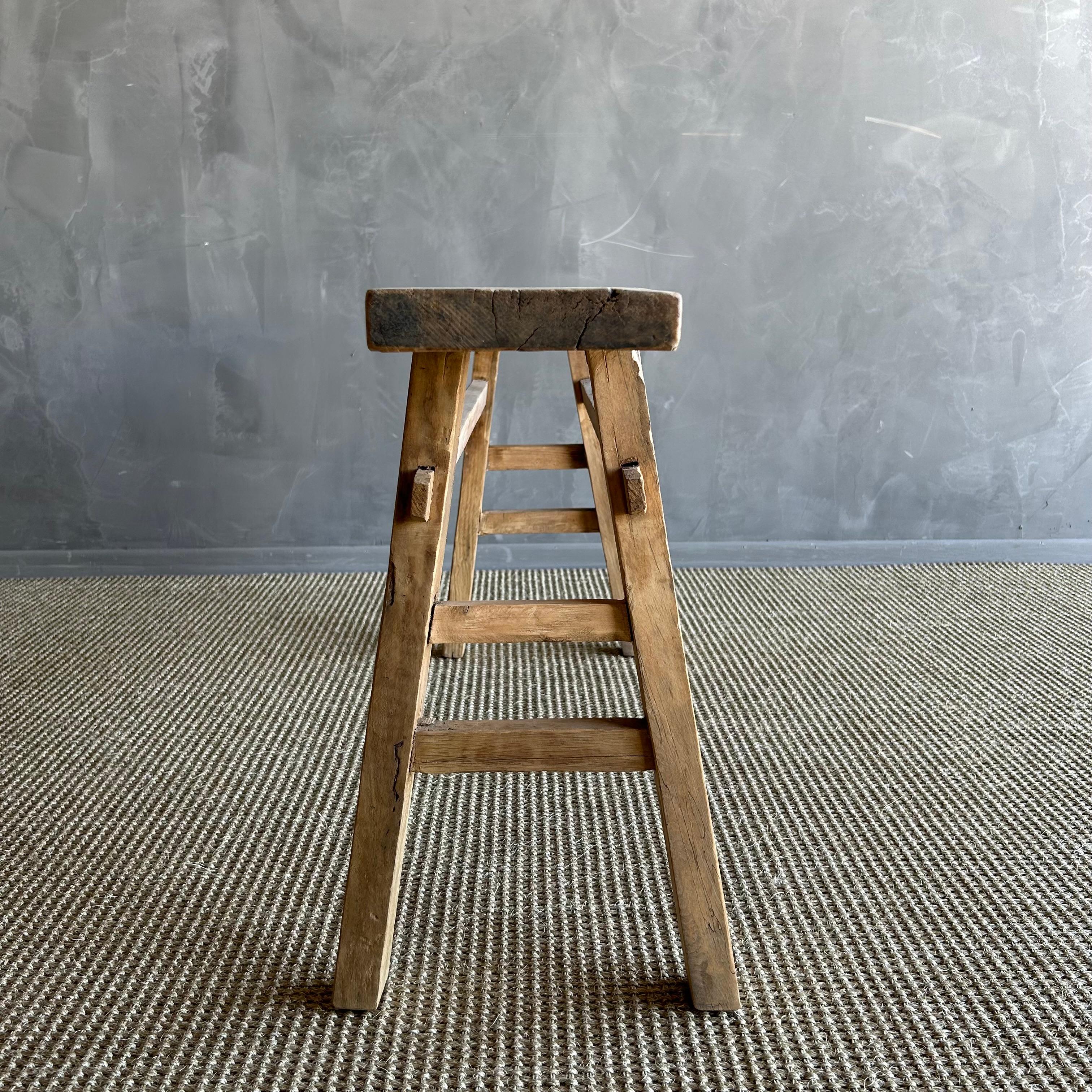 Organic Modern Vintage Elm Wood Skinny Bench