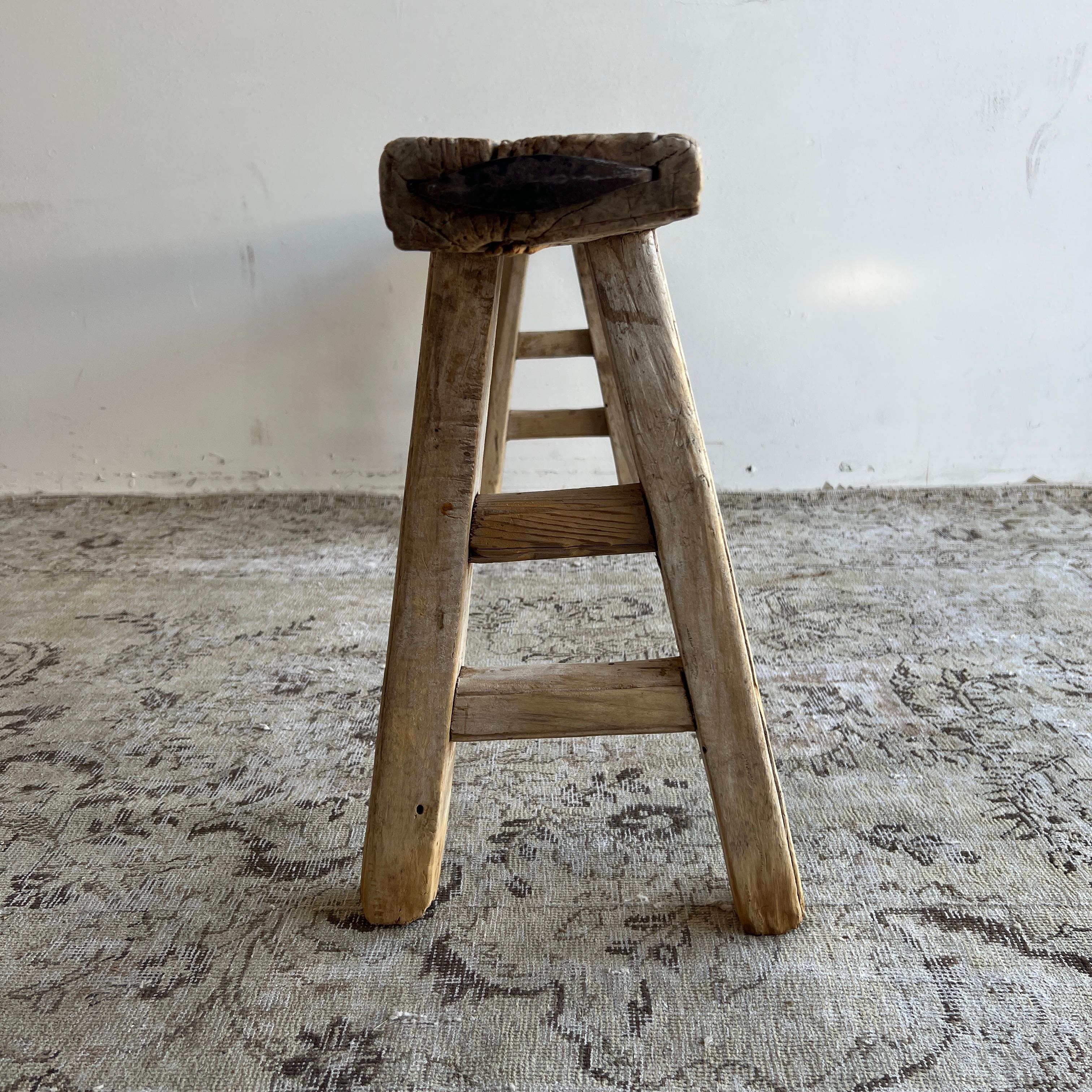 20th Century Vintage Elm Wood Skinny Bench