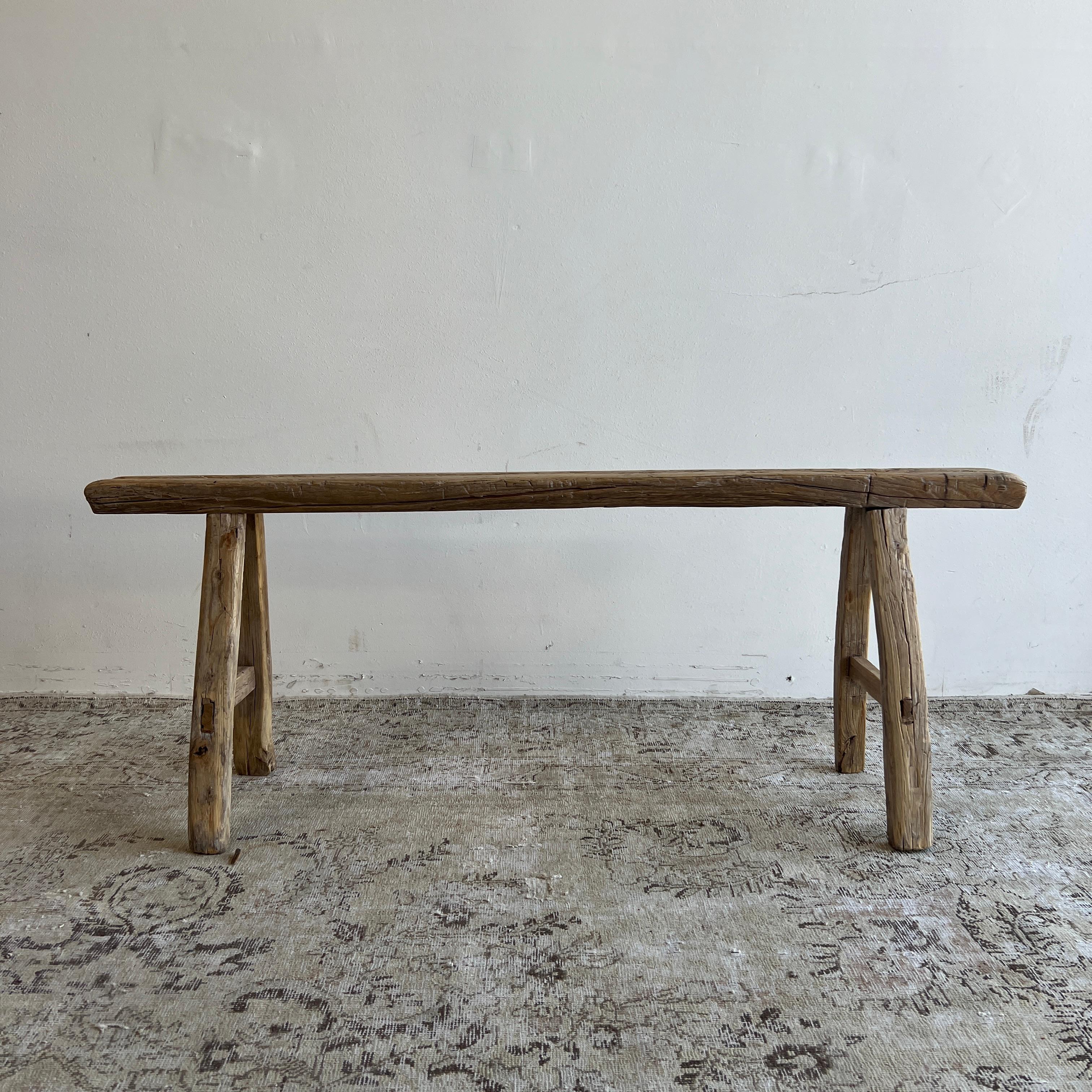 Vintage Elm Wood Skinny Bench For Sale at 1stDibs skinny elm bench
