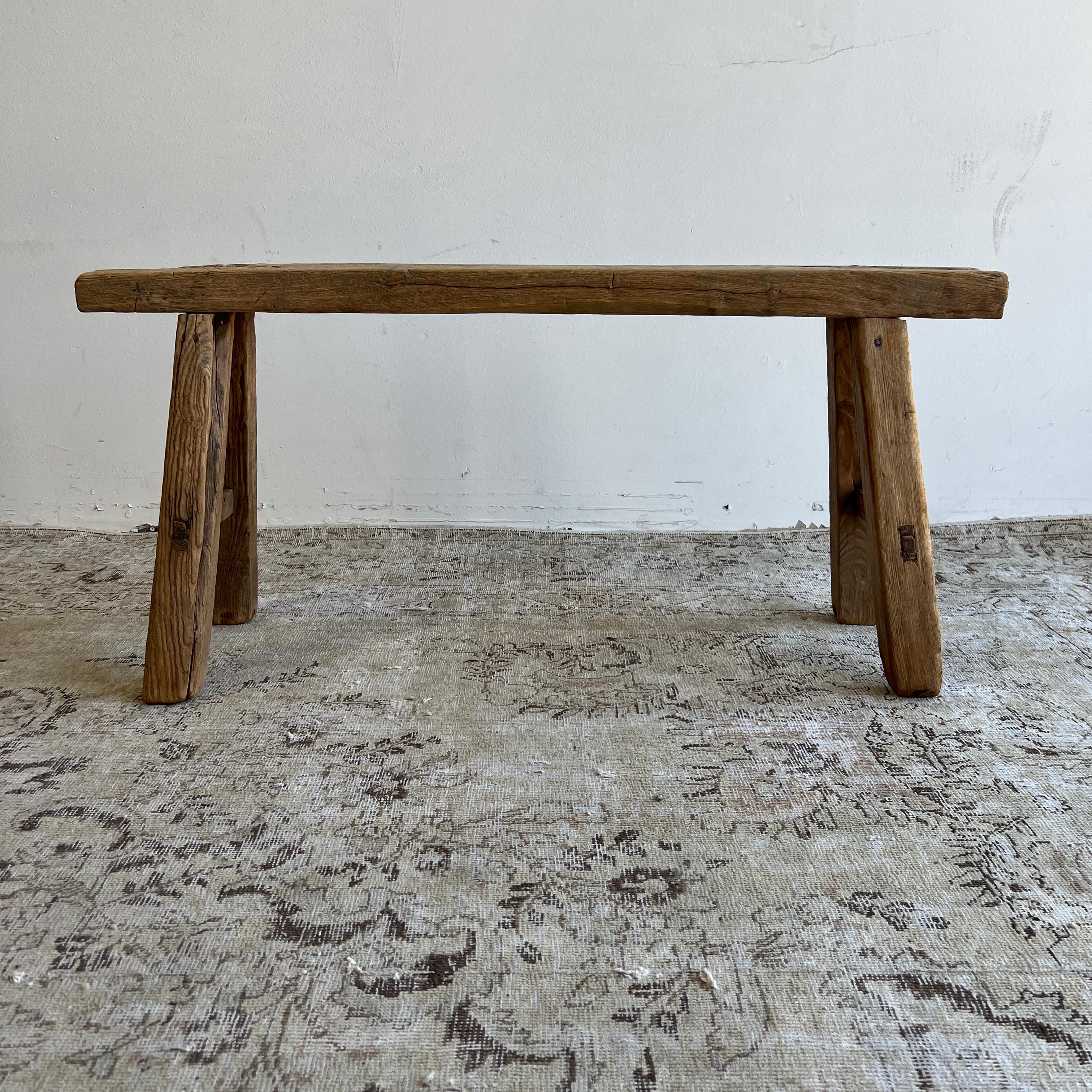 20th Century Vintage Elm Wood Skinny Bench