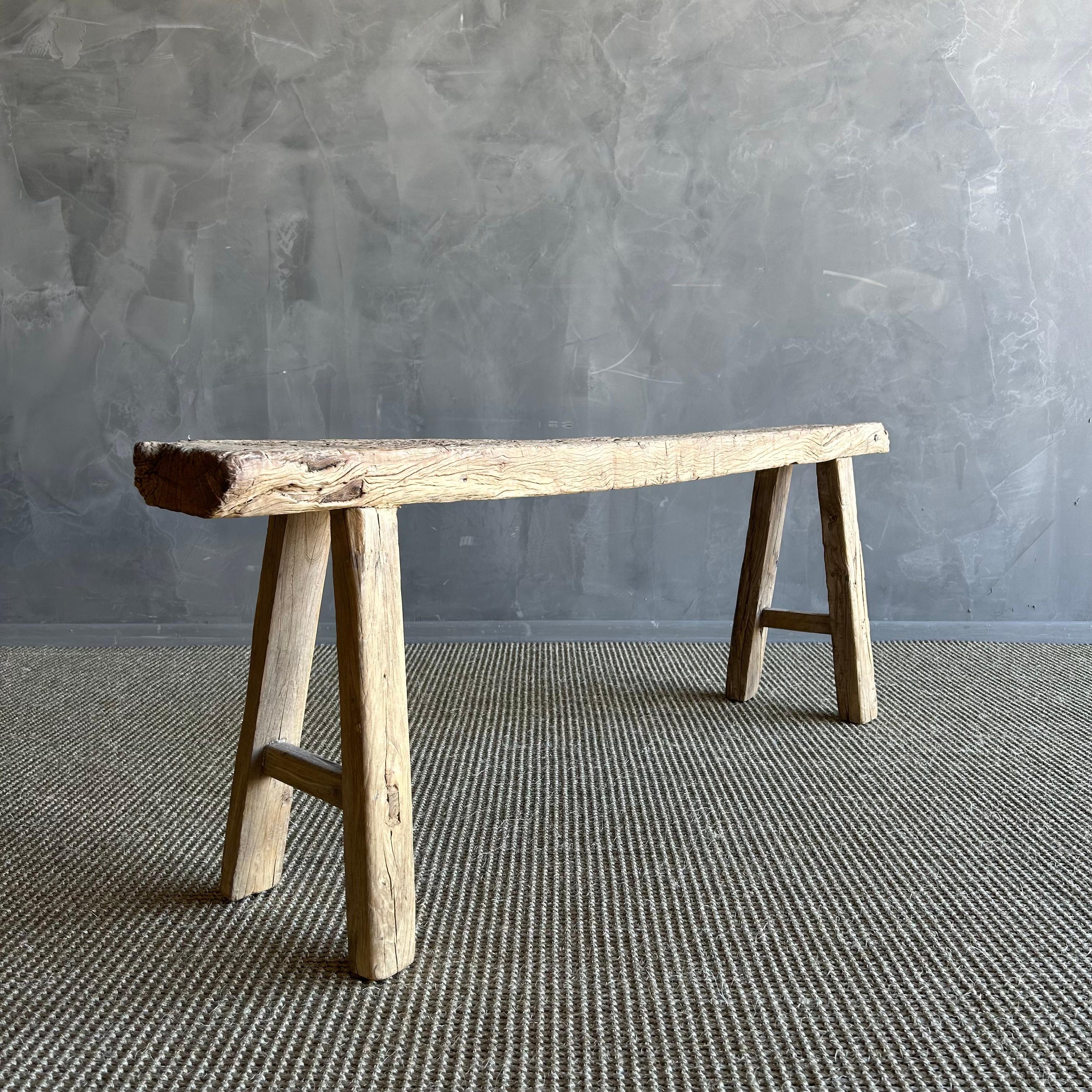 20th Century Vintage Elm Wood Skinny Bench