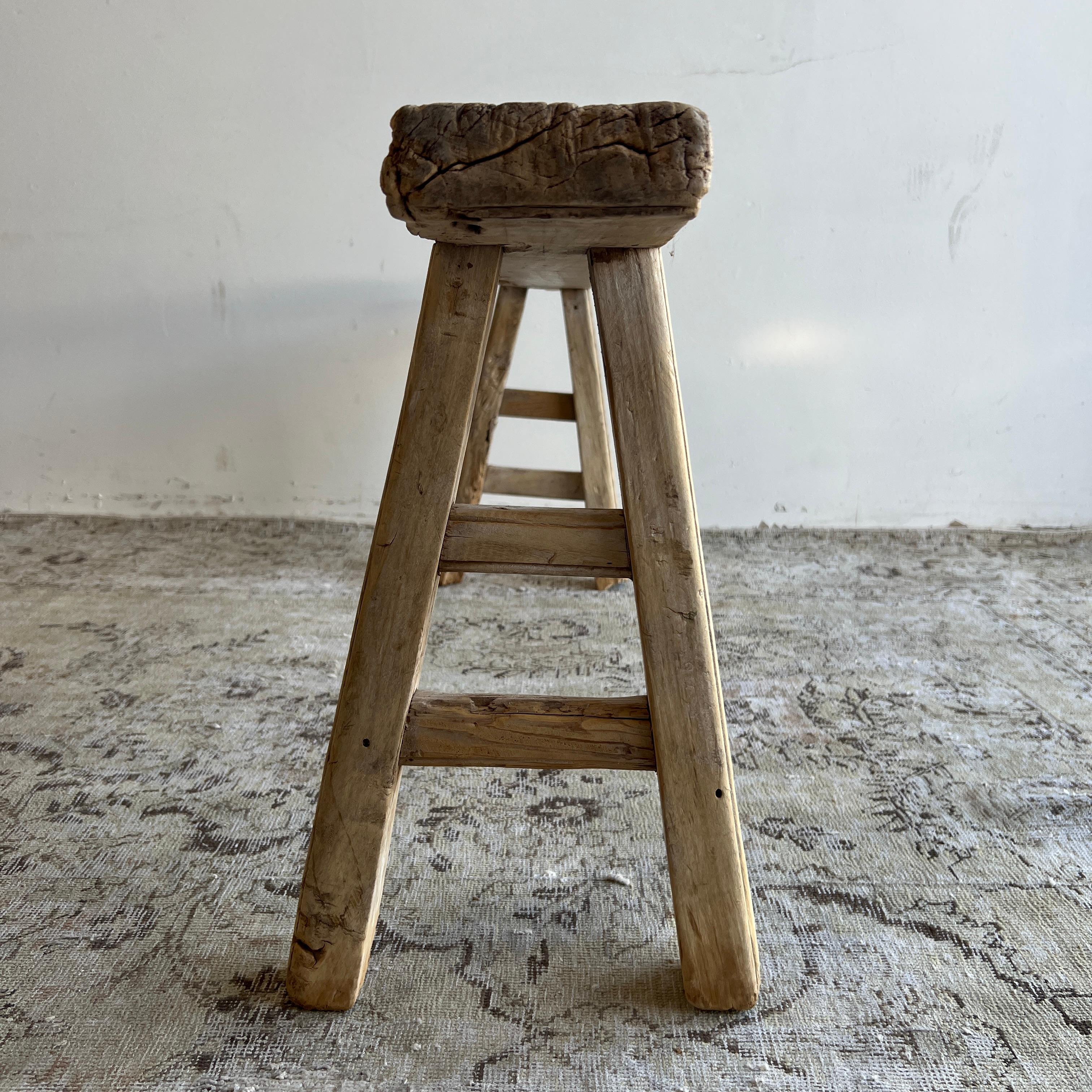 Vintage Elm Wood Skinny Bench 2