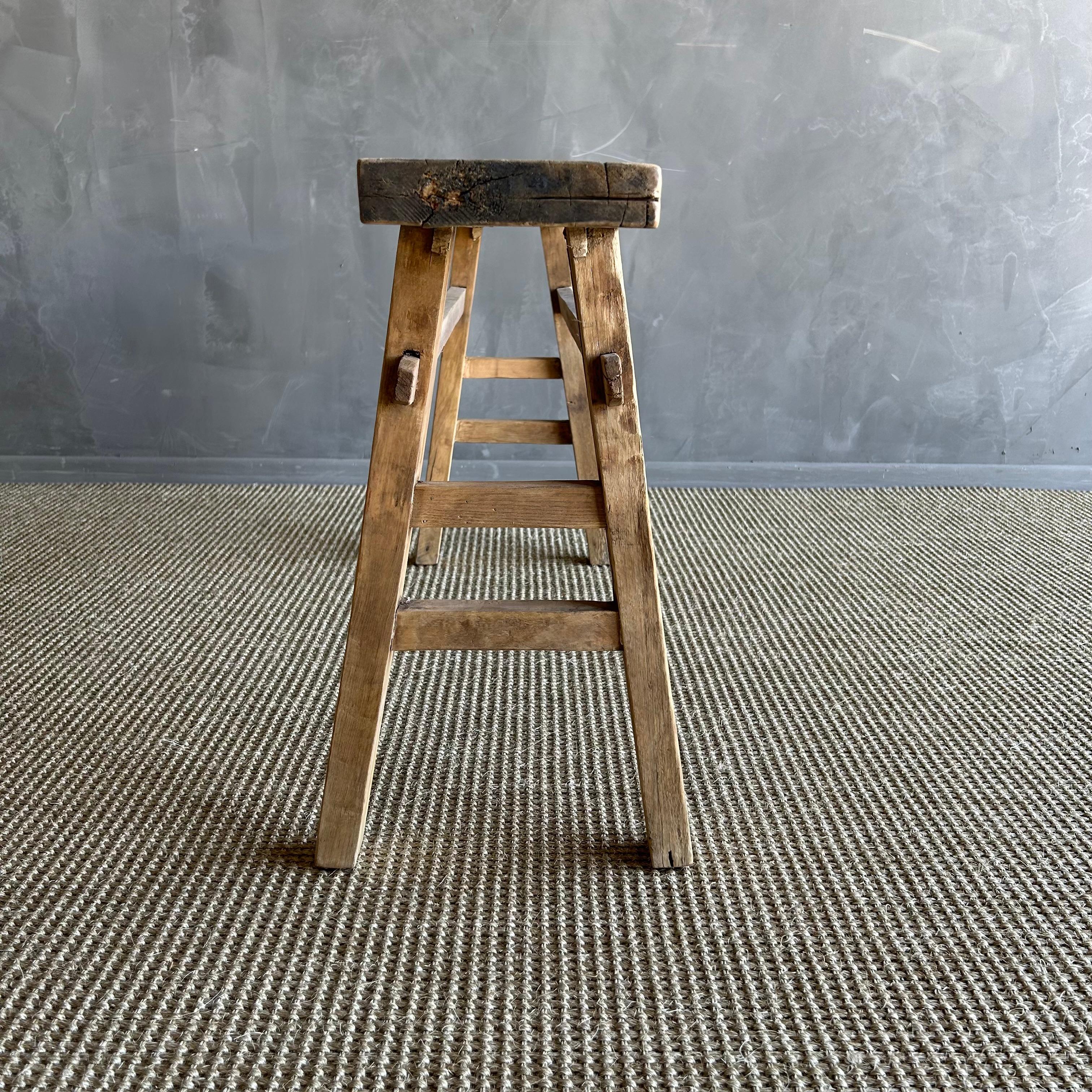 Vintage Elm Wood Skinny Bench 1