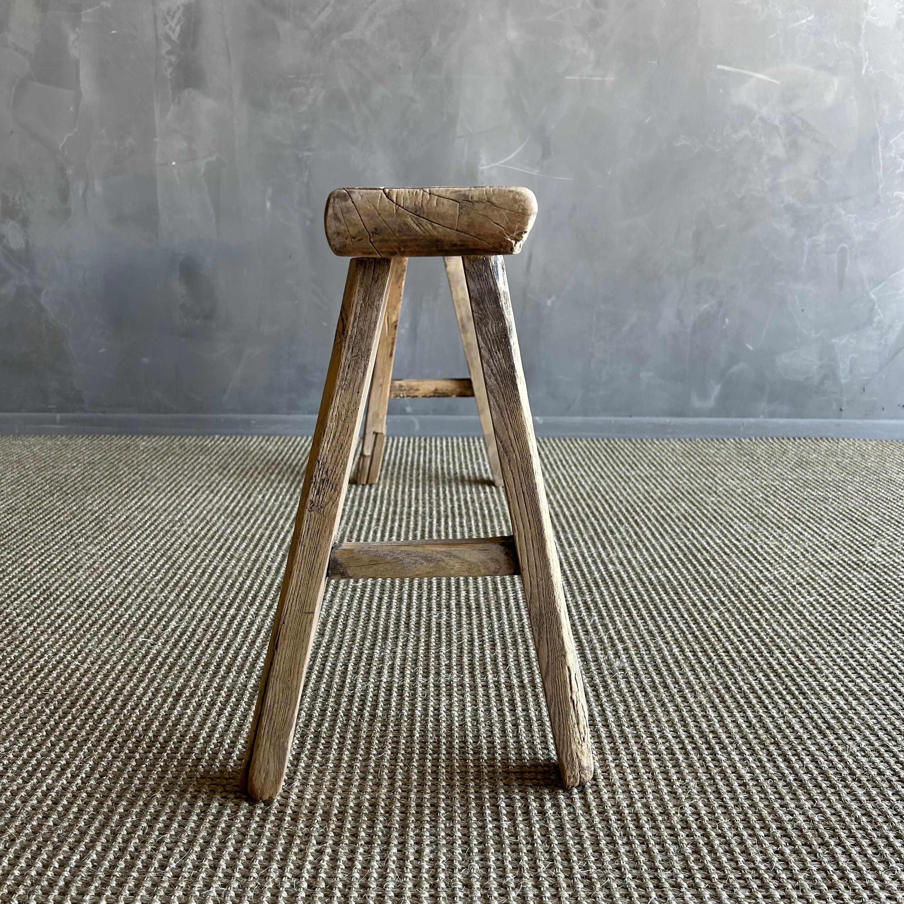 Vintage Elm Wood Skinny Bench 1