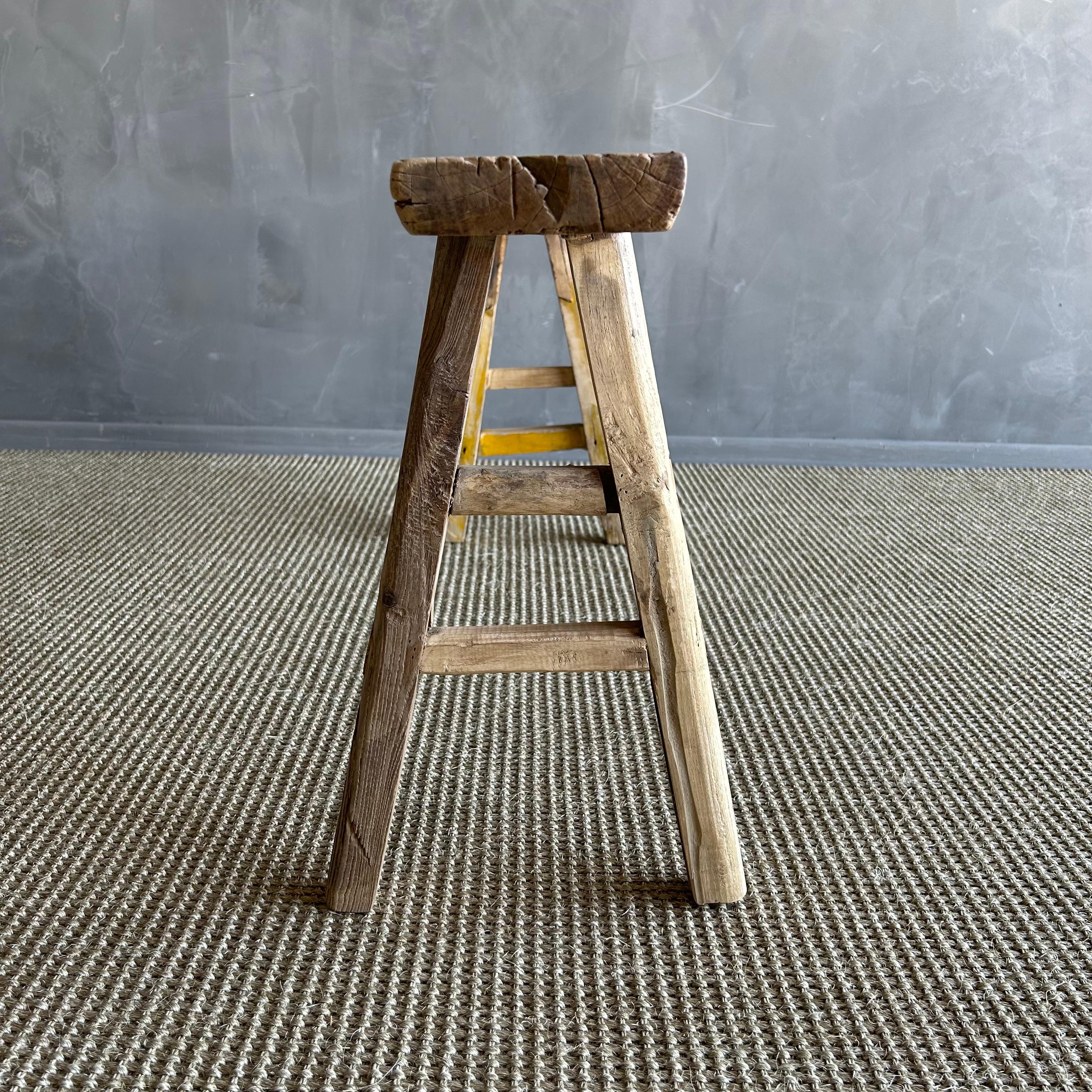 Vintage Elm Wood Skinny Bench 1